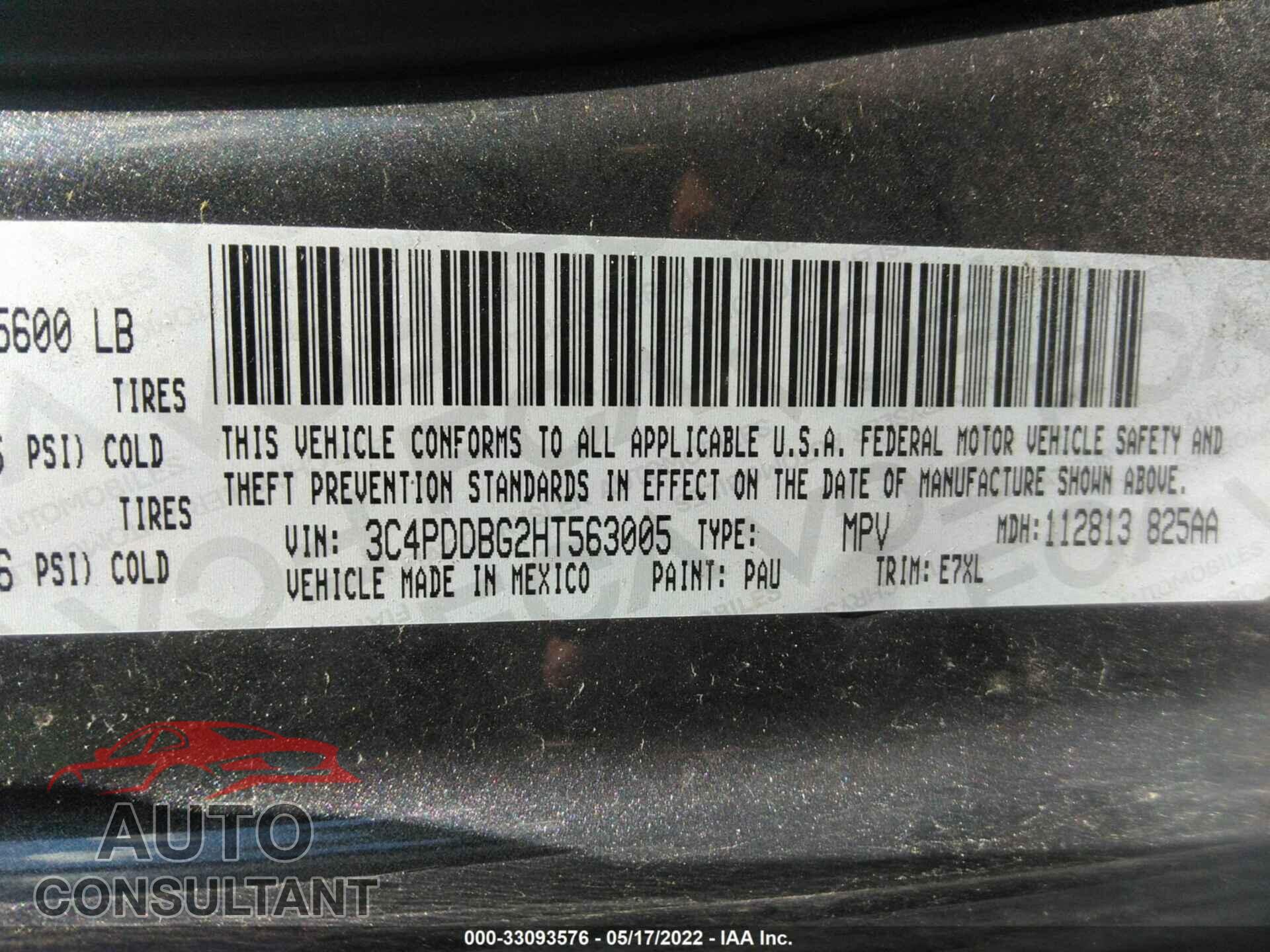 DODGE JOURNEY 2017 - 3C4PDDBG2HT563005