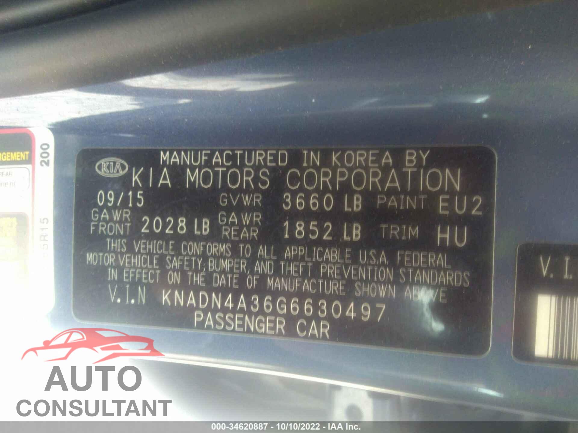KIA RIO 2016 - KNADN4A36G6630497