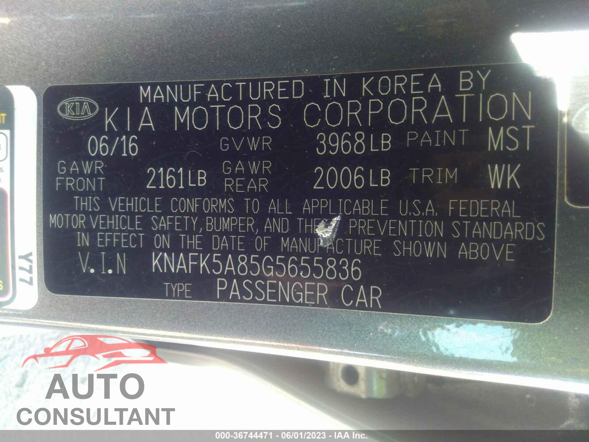 KIA FORTE 2016 - KNAFK5A85G5655836