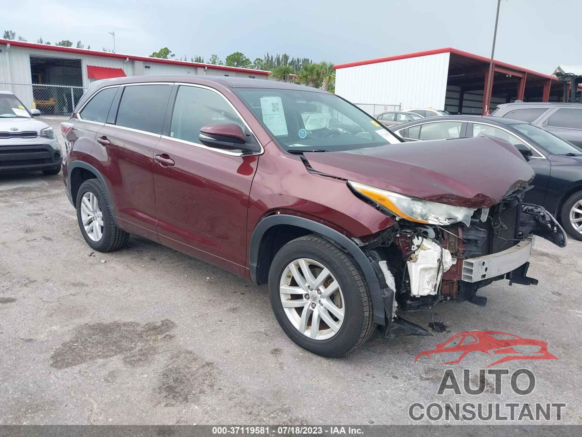 TOYOTA HIGHLANDER 2015 - 5TDZKRFH9FS071030