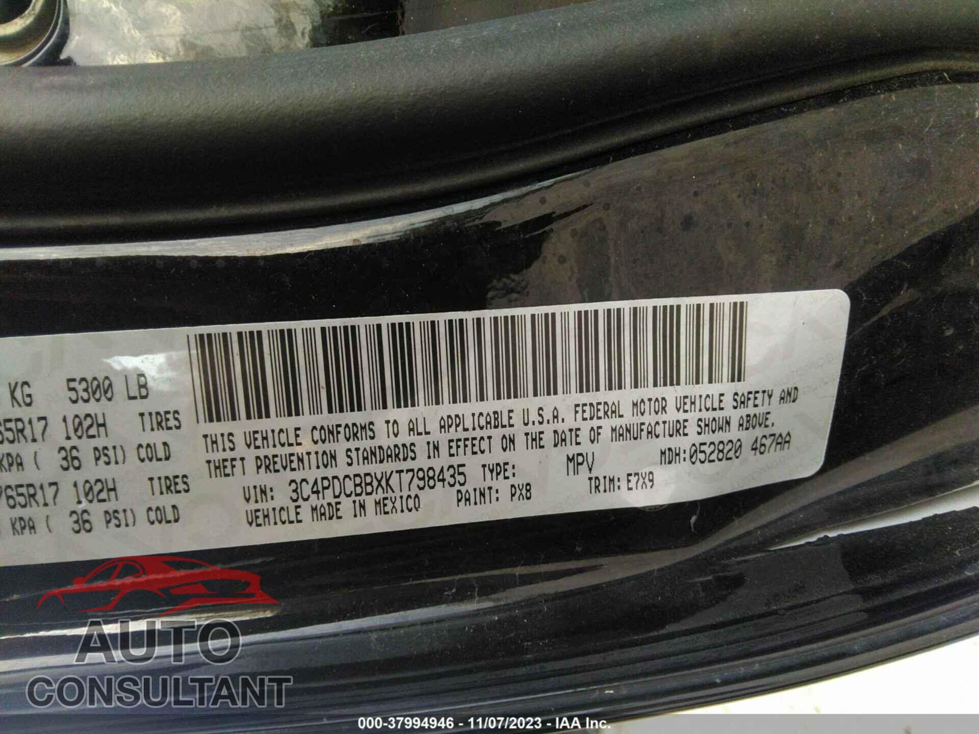 DODGE JOURNEY 2019 - 3C4PDCBBXKT798435