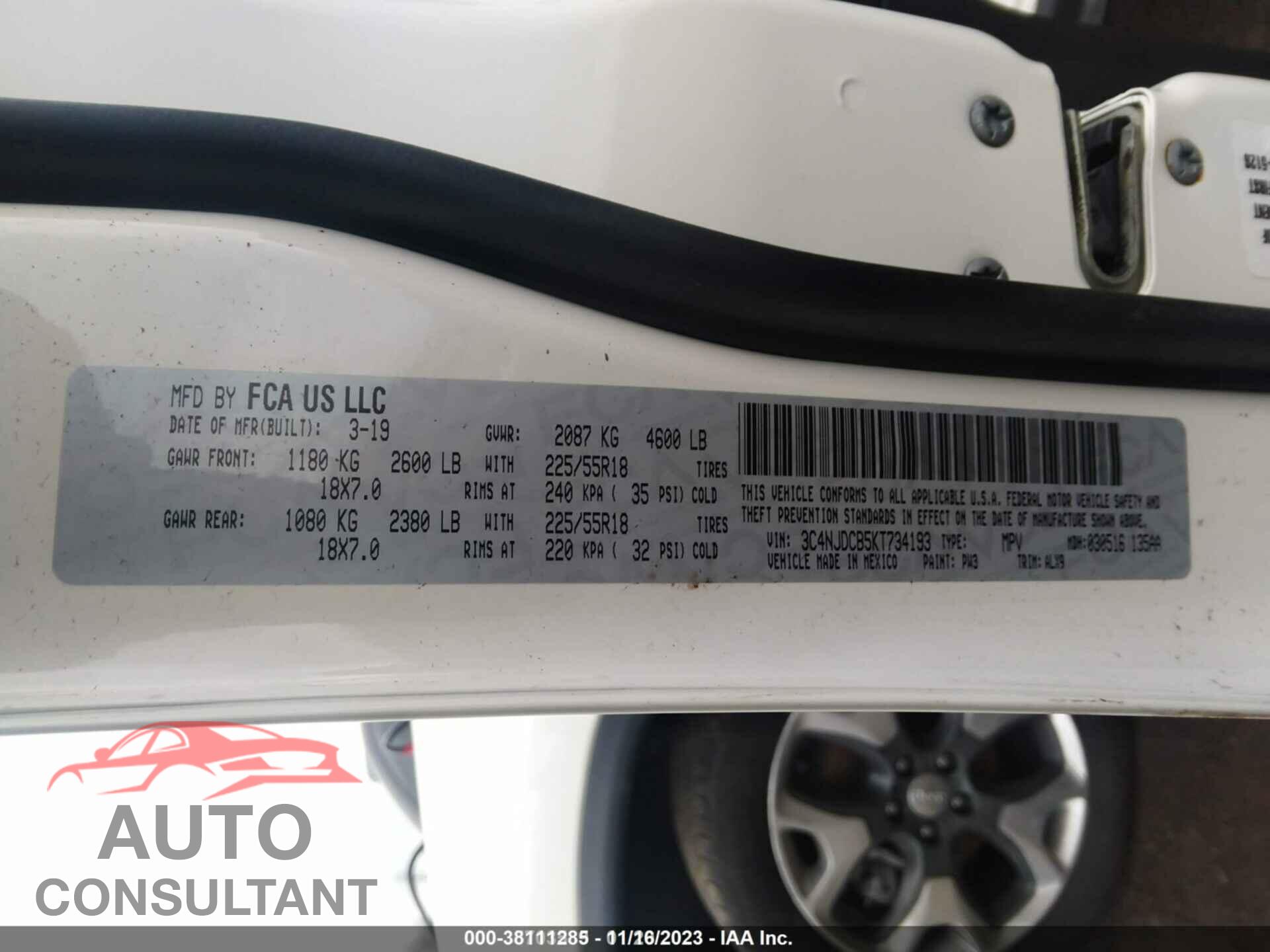 JEEP COMPASS 2019 - 3C4NJDCB5KT734193