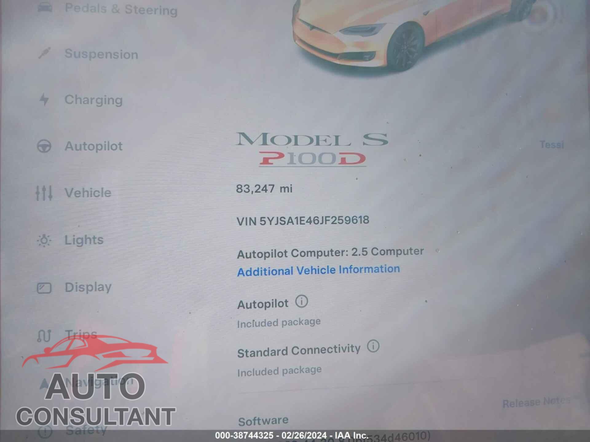TESLA MODEL S 2018 - 5YJSA1E46JF259618