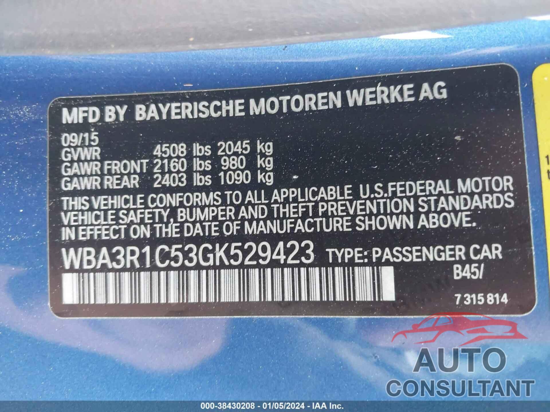 BMW 435 2016 - WBA3R1C53GK529423