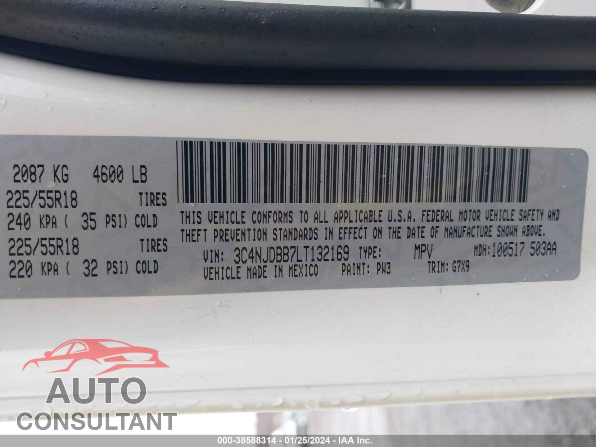 JEEP COMPASS 2020 - 3C4NJDBB7LT132169