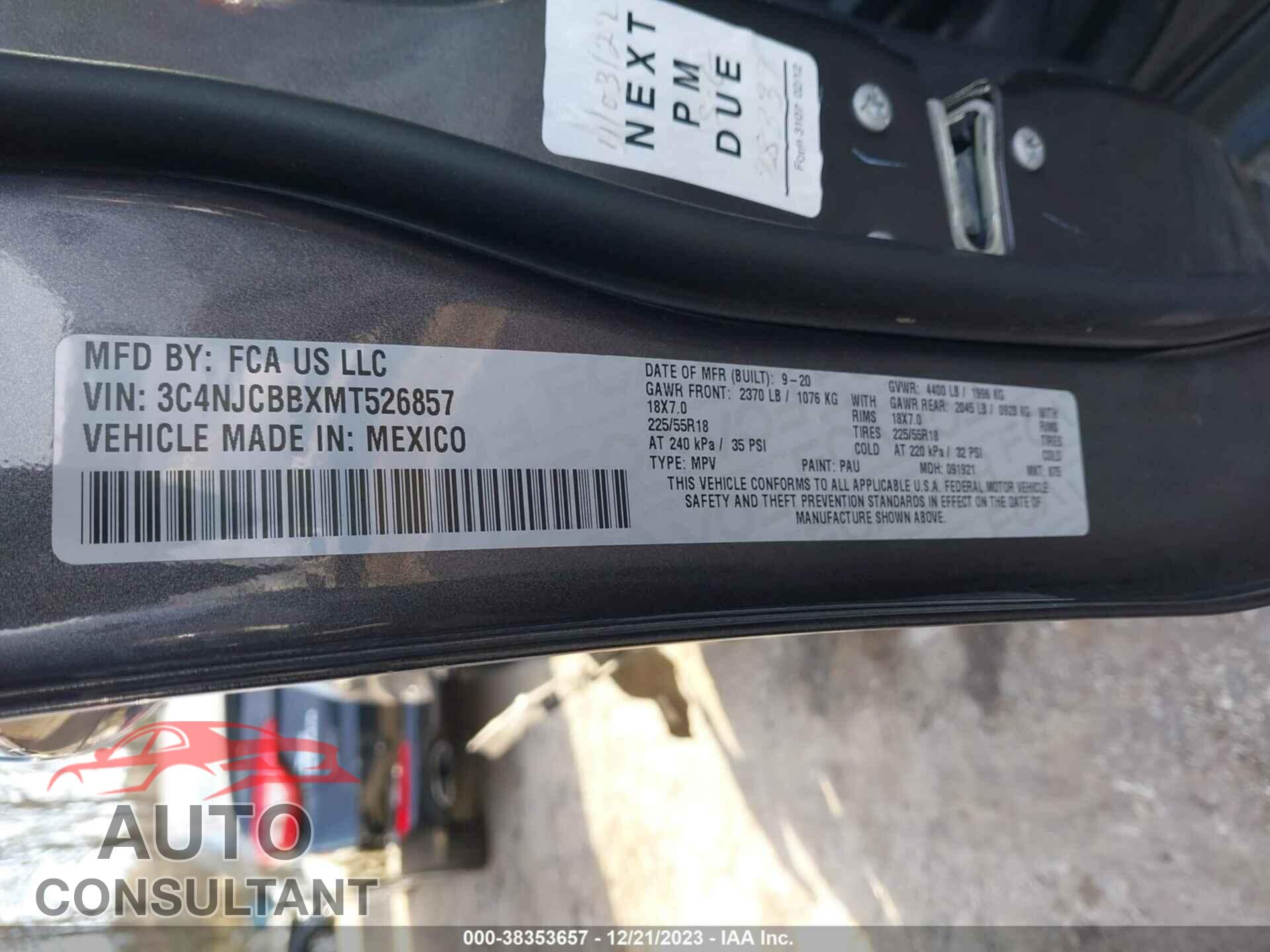 JEEP COMPASS 2021 - 3C4NJCBBXMT526857