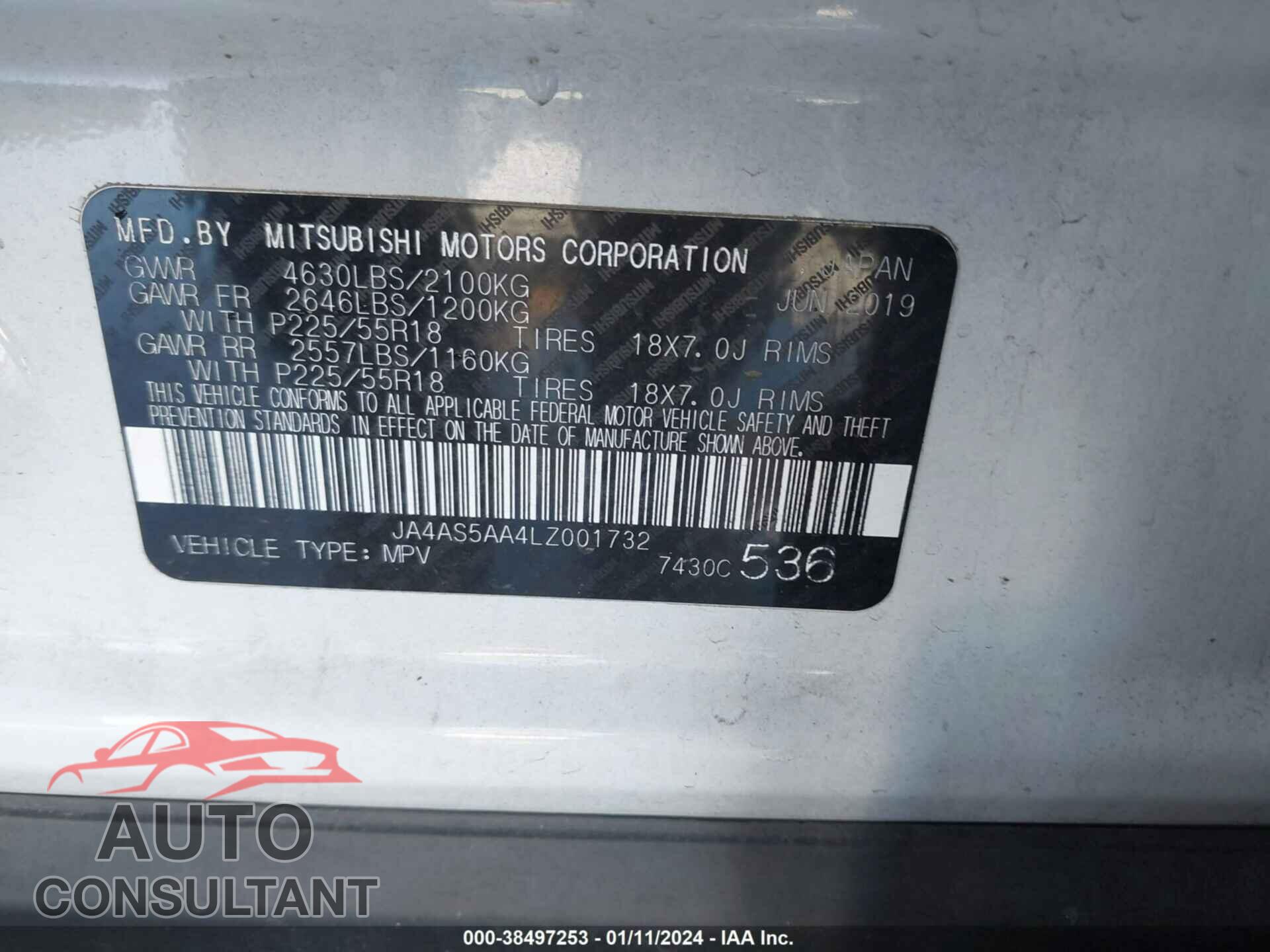 MITSUBISHI ECLIPSE CROSS 2020 - JA4AS5AA4LZ001732