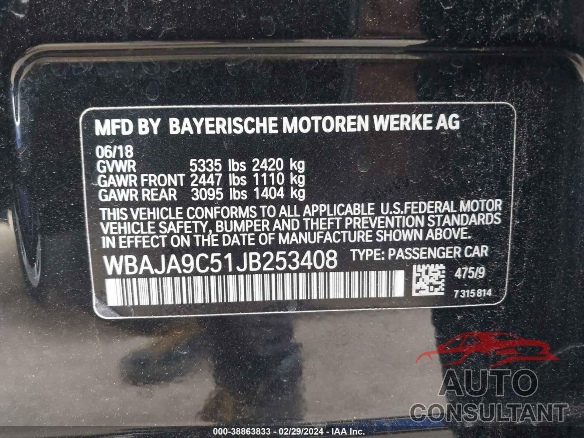 BMW 530E 2018 - WBAJA9C51JB253408