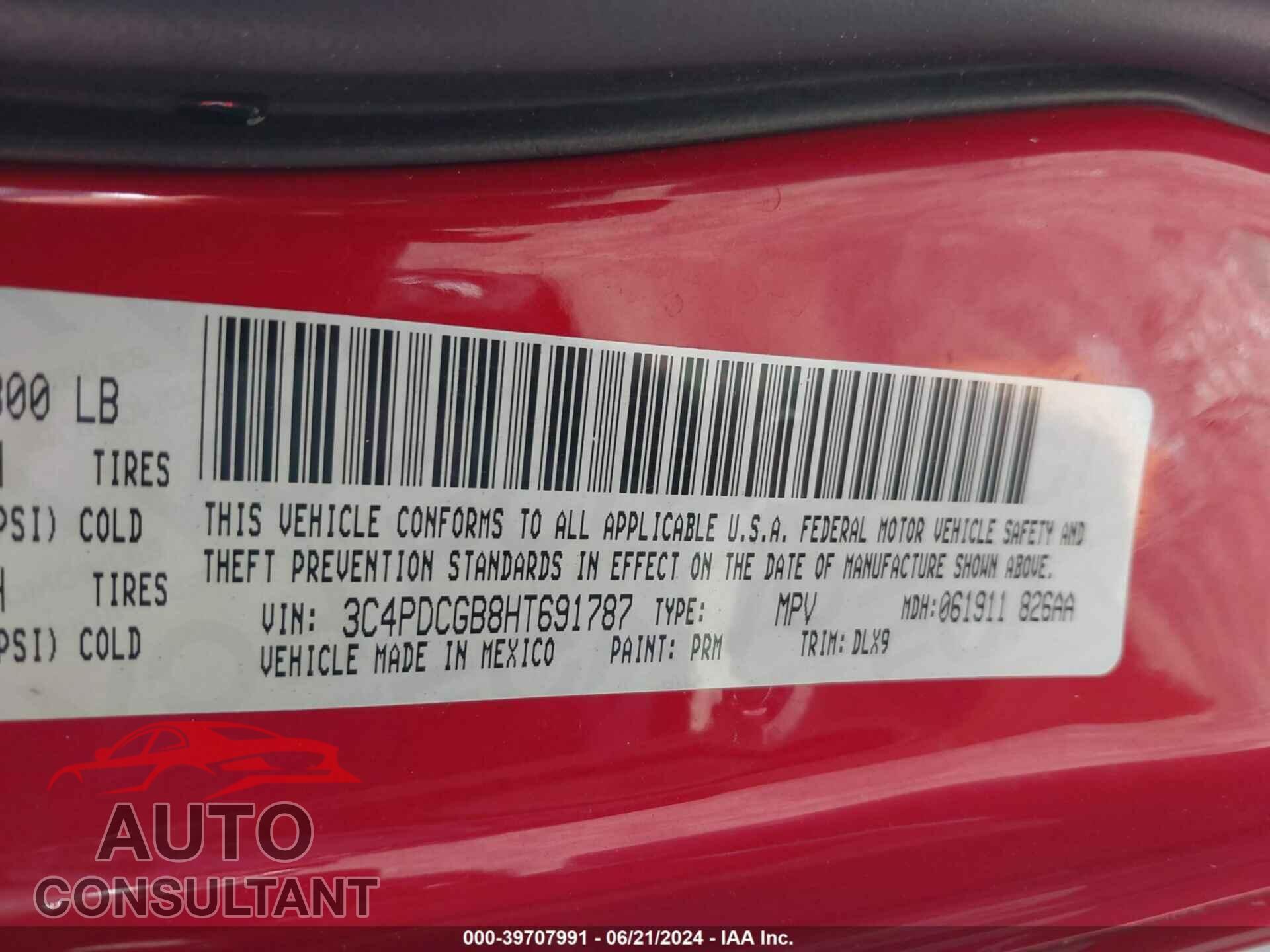 DODGE JOURNEY 2017 - 3C4PDCGB8HT691787