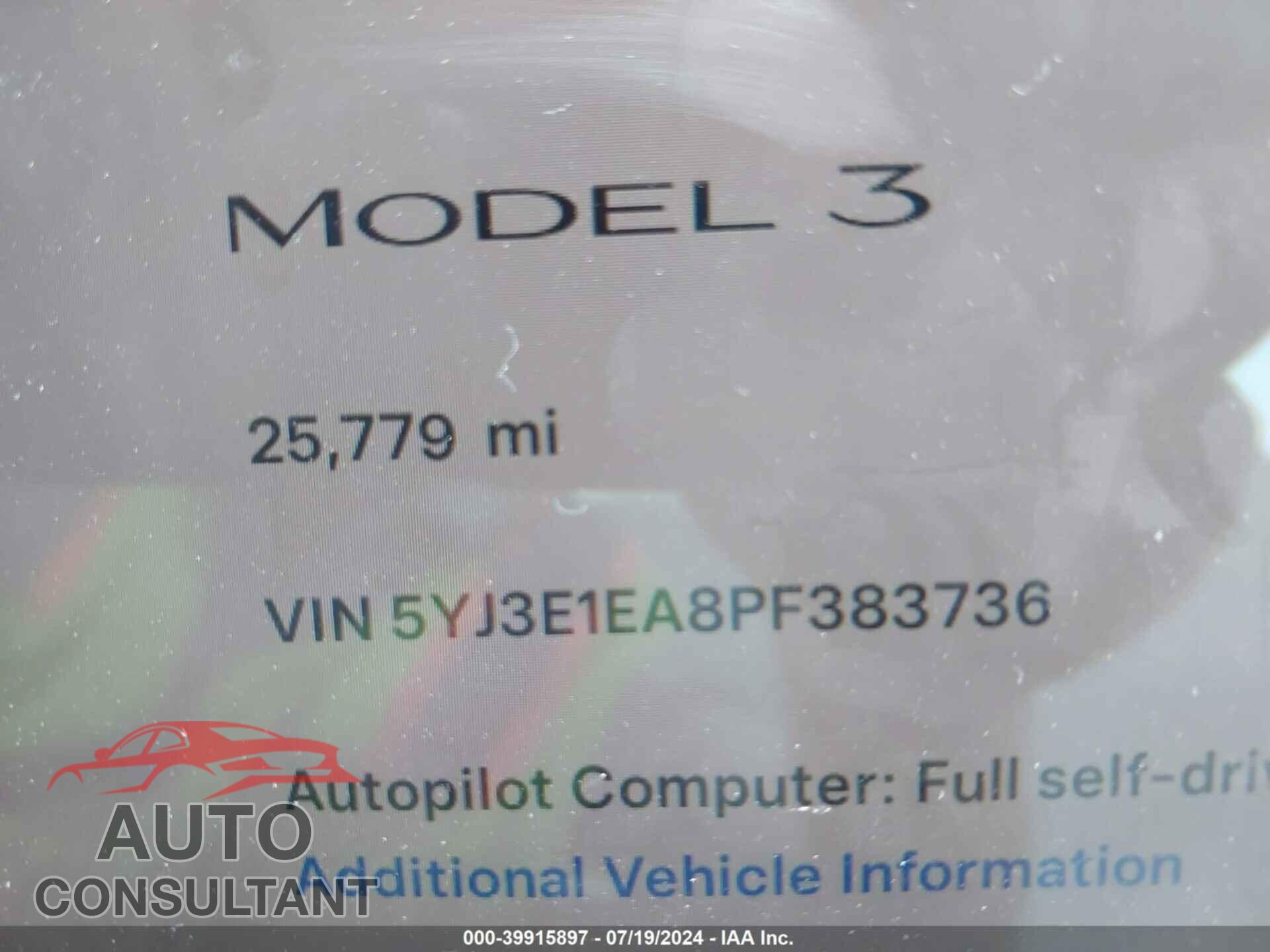 TESLA MODEL 3 2023 - 5YJ3E1EA8PF383736