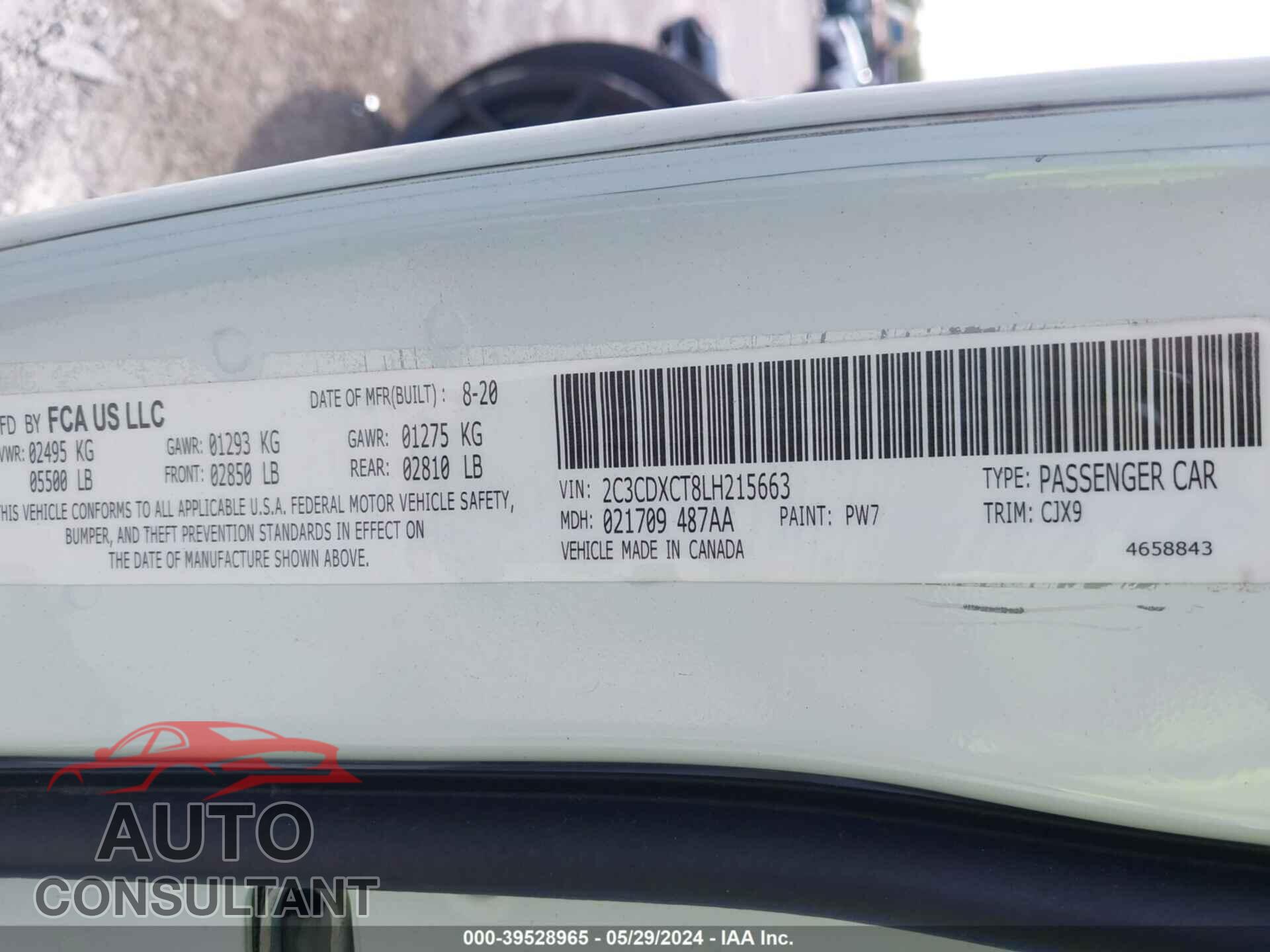 DODGE CHARGER 2020 - 2C3CDXCT8LH215663