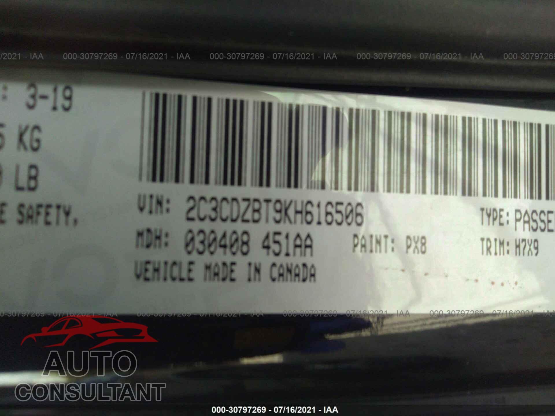 DODGE CHALLENGER 2019 - 2C3CDZBT9KH616506