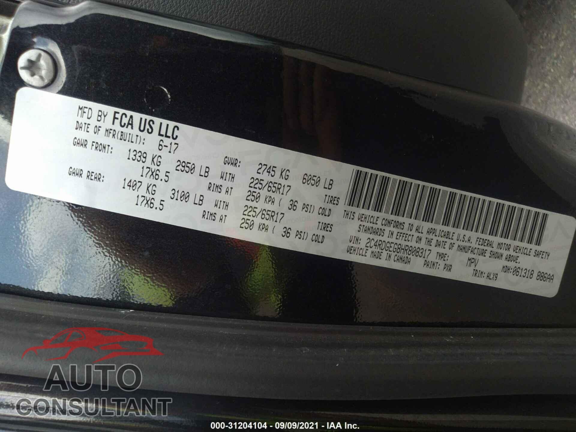 DODGE GRAND CARAVAN 2017 - 2C4RDGEG8HR808317