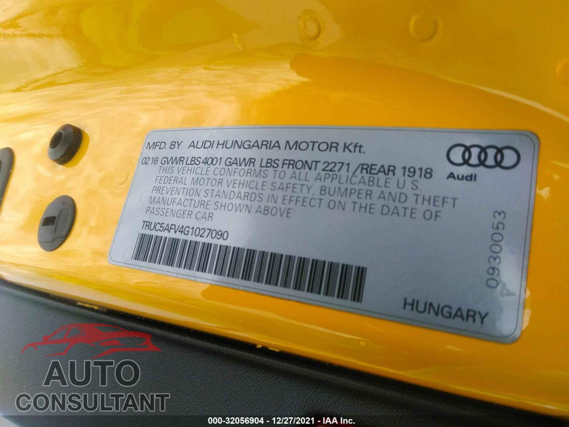 AUDI TT 2016 - TRUC5AFV4G1027090
