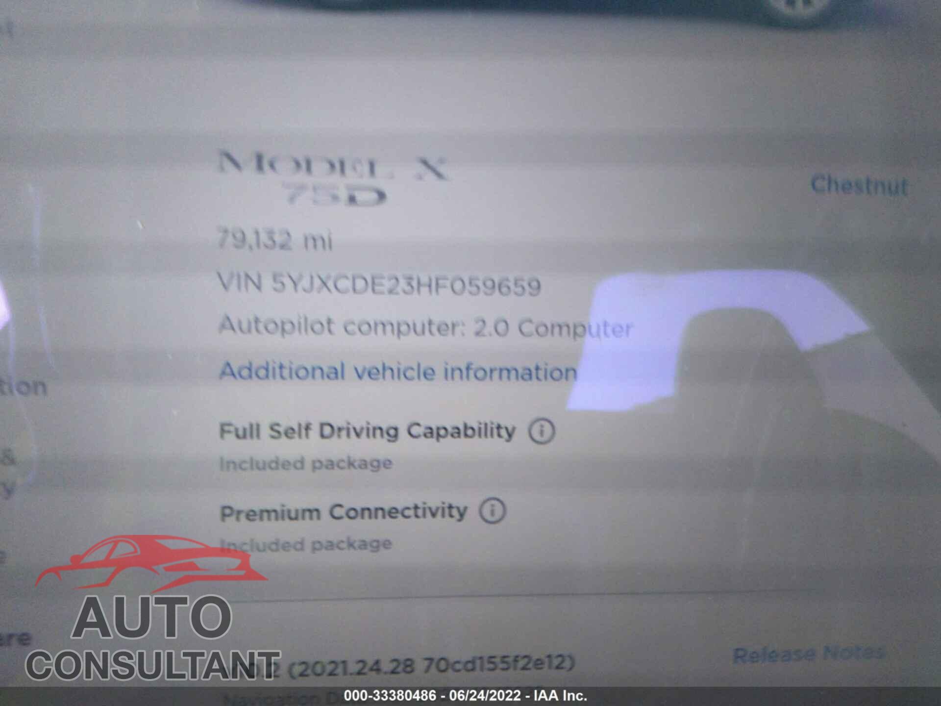 TESLA MODEL X 2017 - 5YJXCDE23HF059659