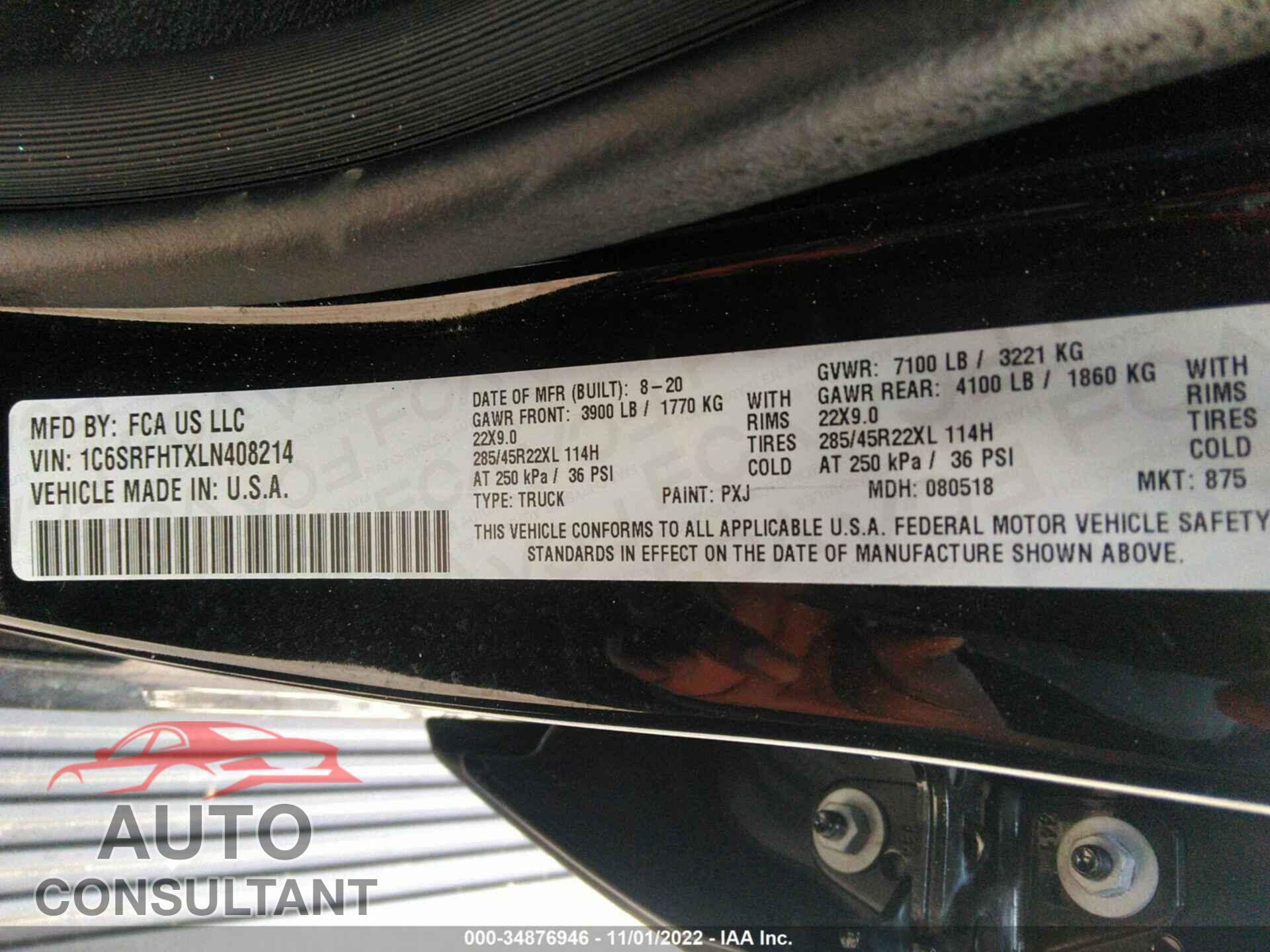 RAM 1500 2020 - 1C6SRFHTXLN408214