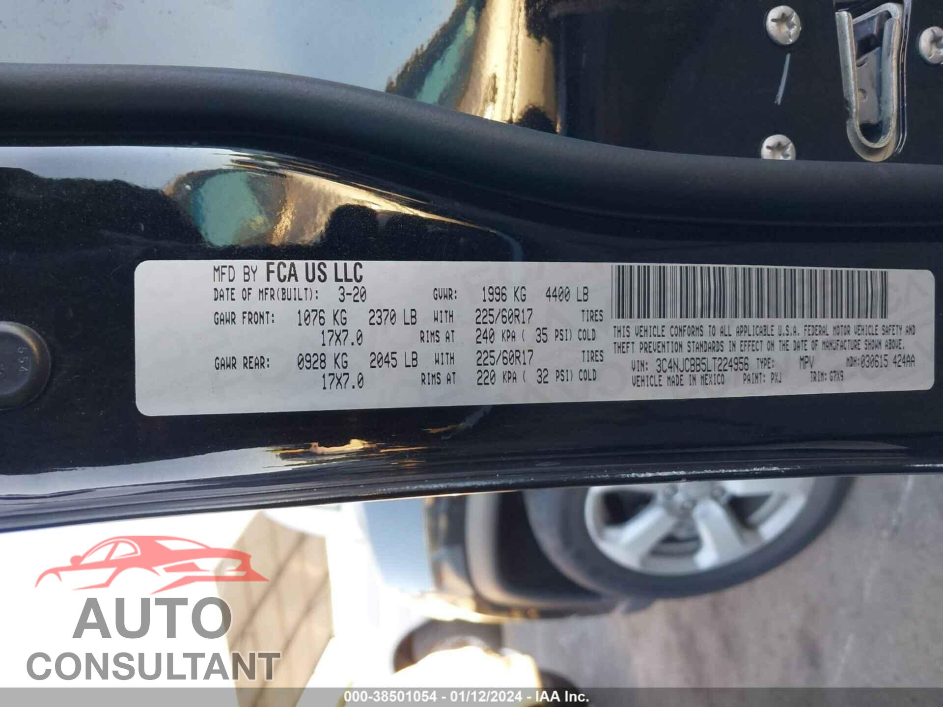JEEP COMPASS 2020 - 3C4NJCBB5LT224956