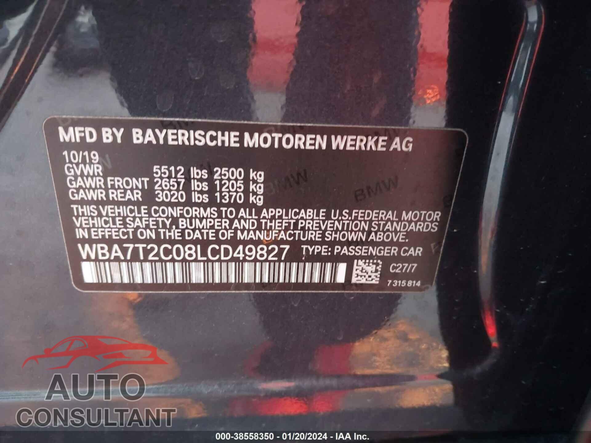 BMW 7 SERIES 2020 - WBA7T2C08LCD49827