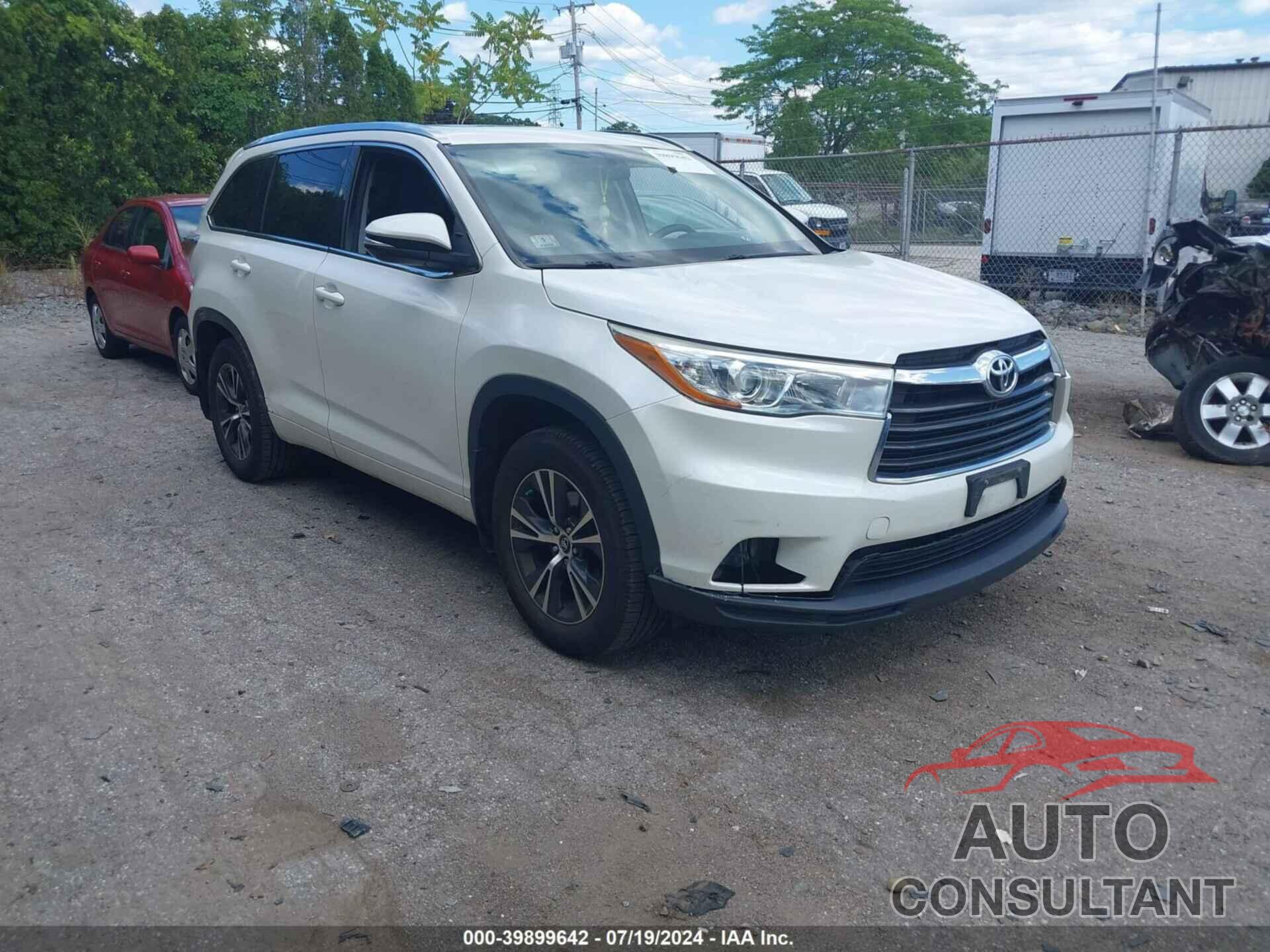 TOYOTA HIGHLANDER 2016 - 5TDJKRFH0GS285726