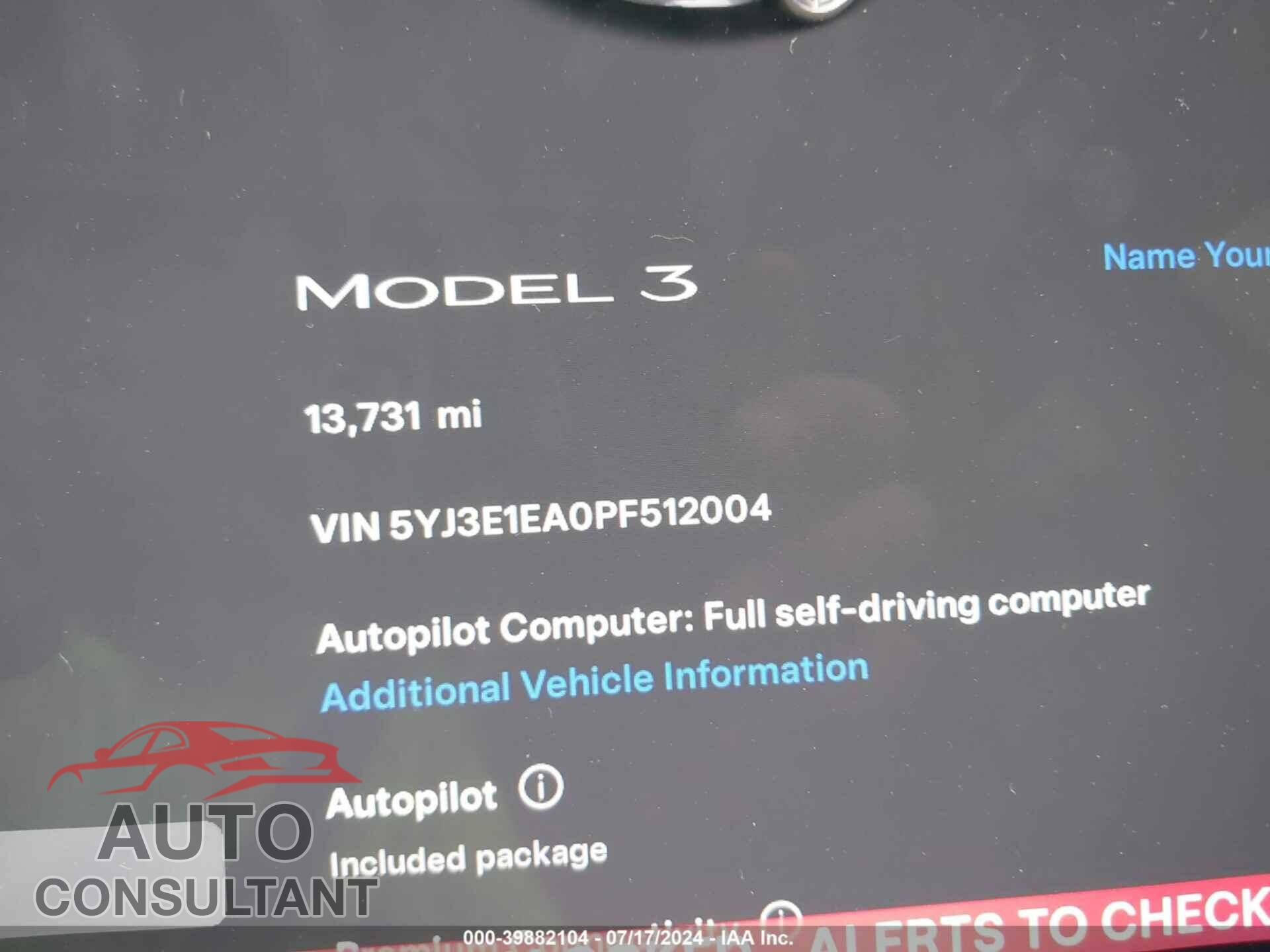 TESLA MODEL 3 2023 - 5YJ3E1EA0PF512004