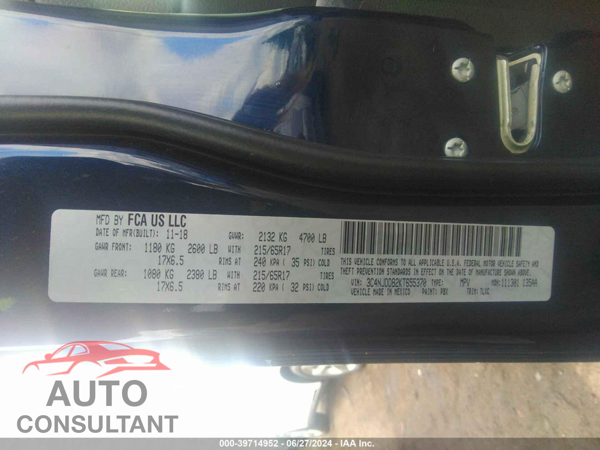 JEEP COMPASS 2019 - 3C4NJDDB2KT655370