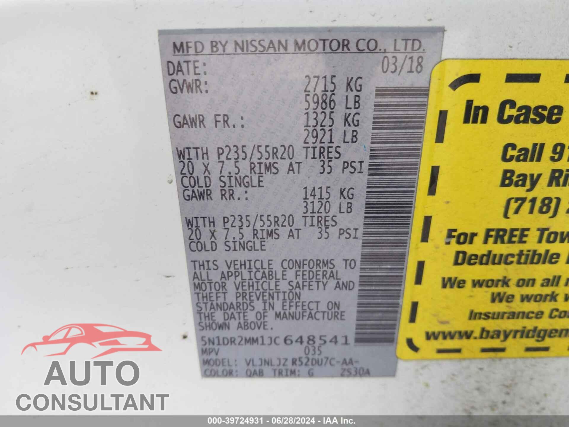 NISSAN PATHFINDER 2018 - 5N1DR2MM1JC648541