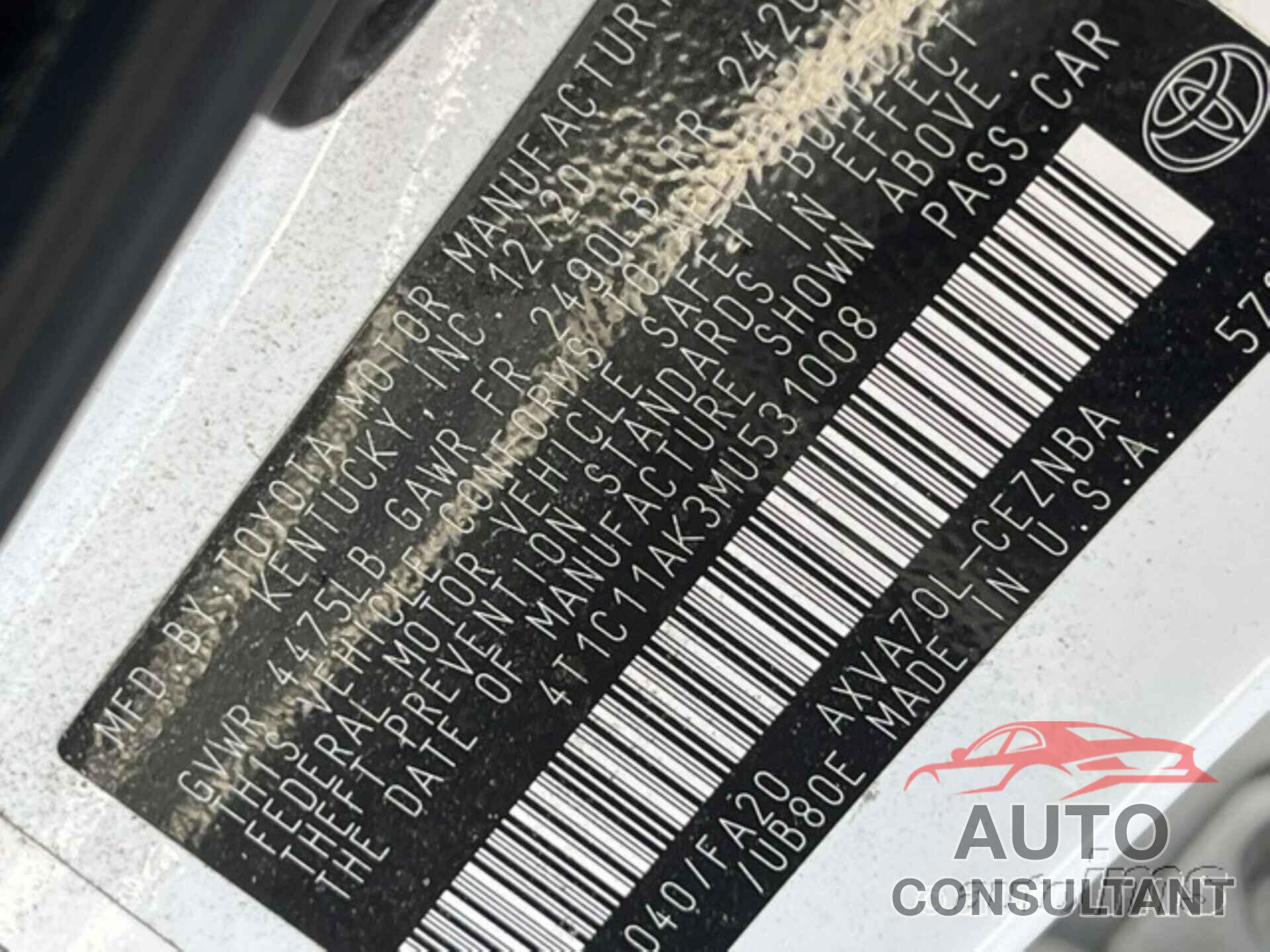 TOYOTA CAMRY 2021 - 4T1C11AK3MU531008