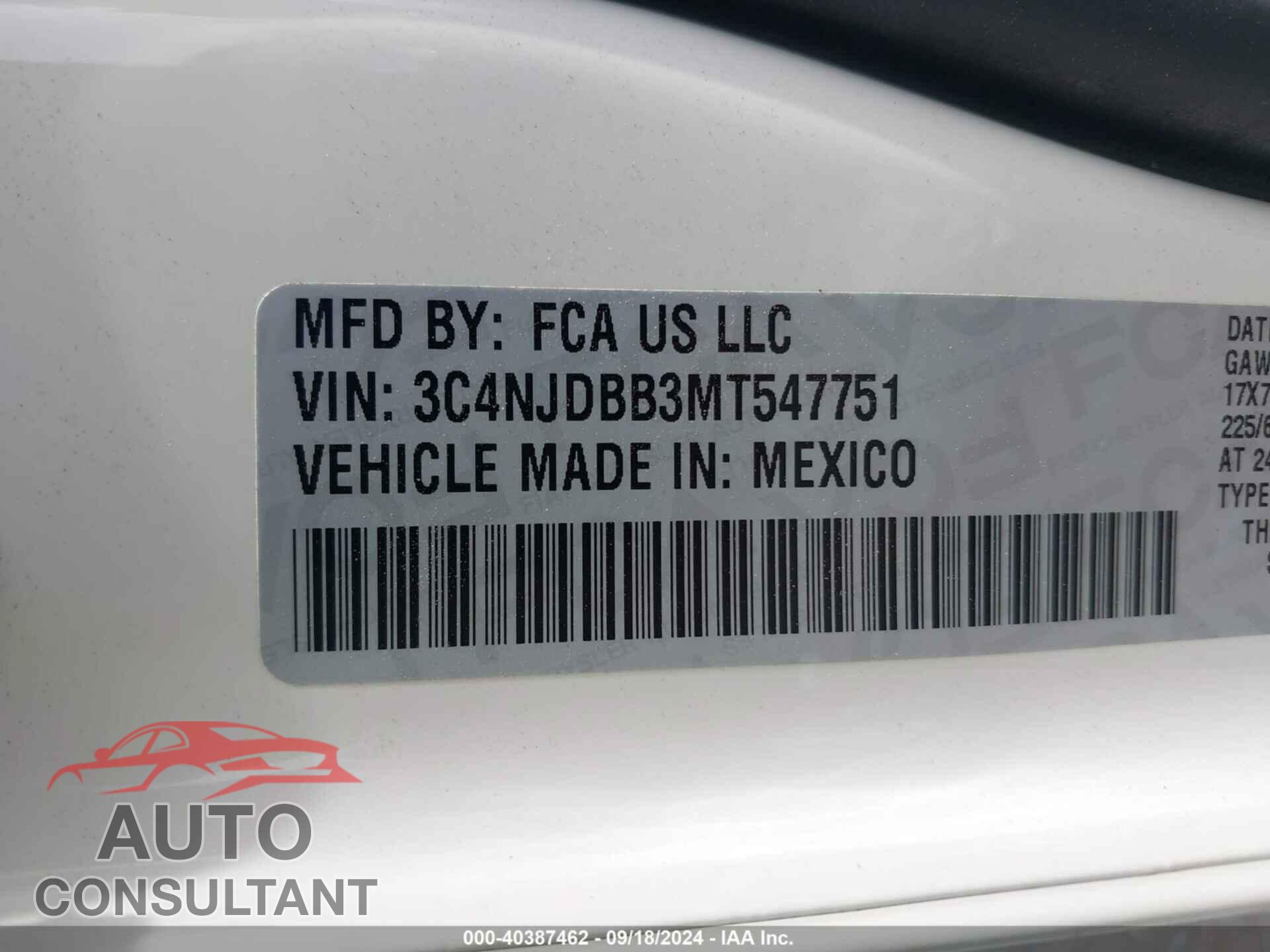 JEEP COMPASS 2021 - 3C4NJDBB3MT547751