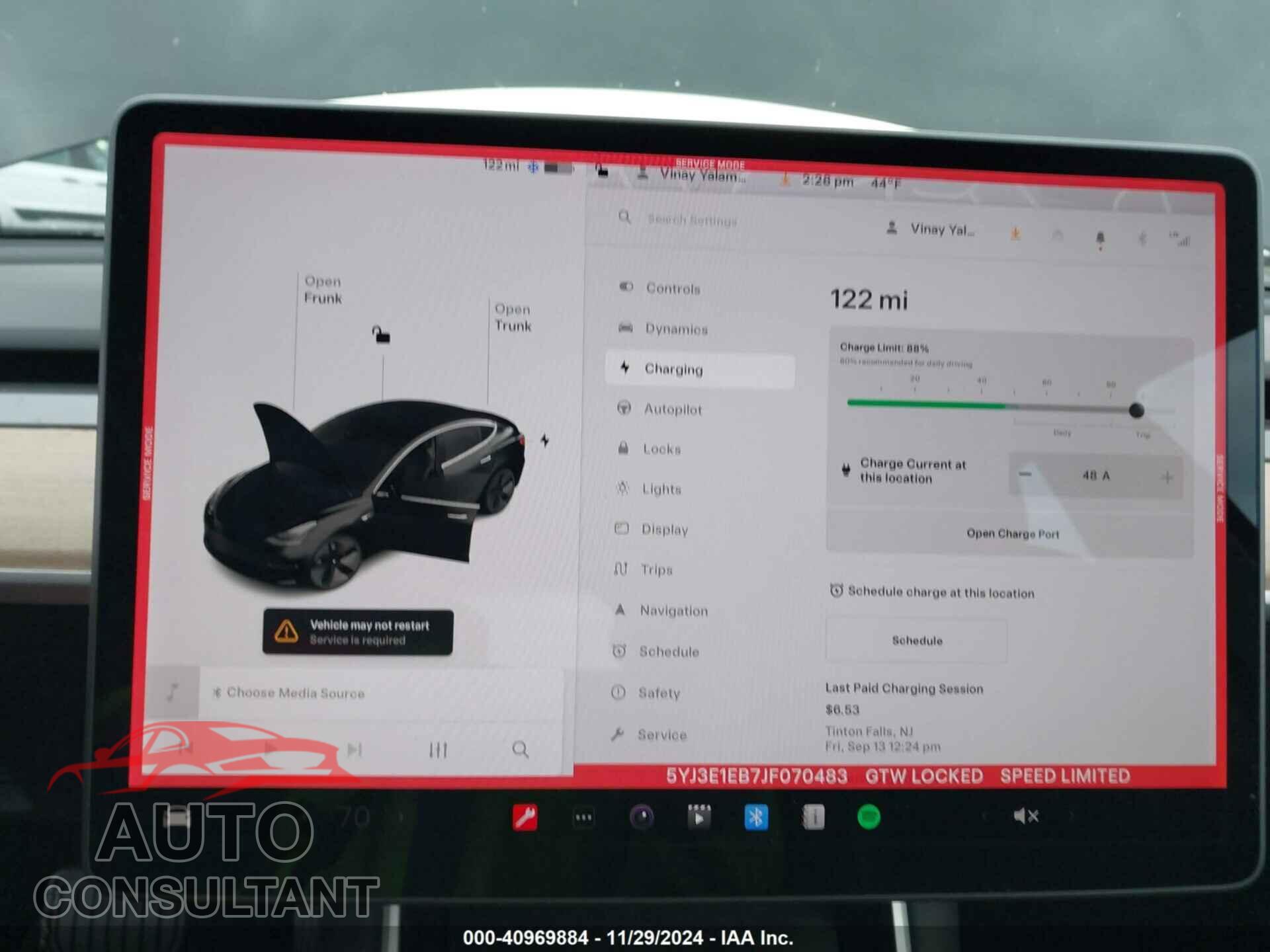 TESLA MODEL 3 2018 - 5YJ3E1EB7JF070483