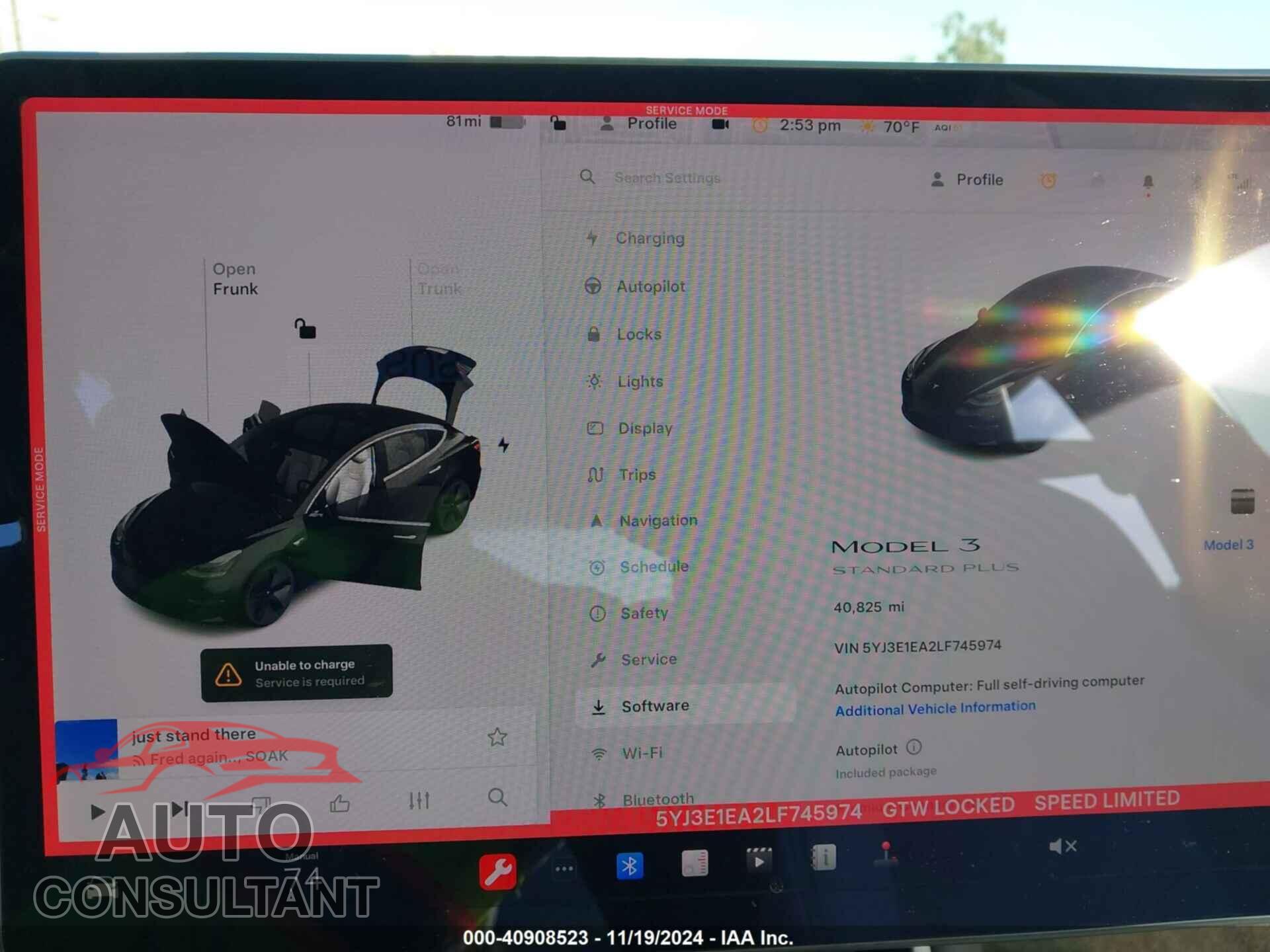 TESLA MODEL 3 2020 - 5YJ3E1EA2LF745974