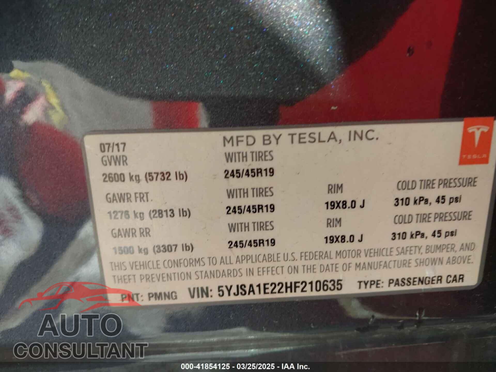 TESLA MODEL S 2017 - 5YJSA1E22HF210635