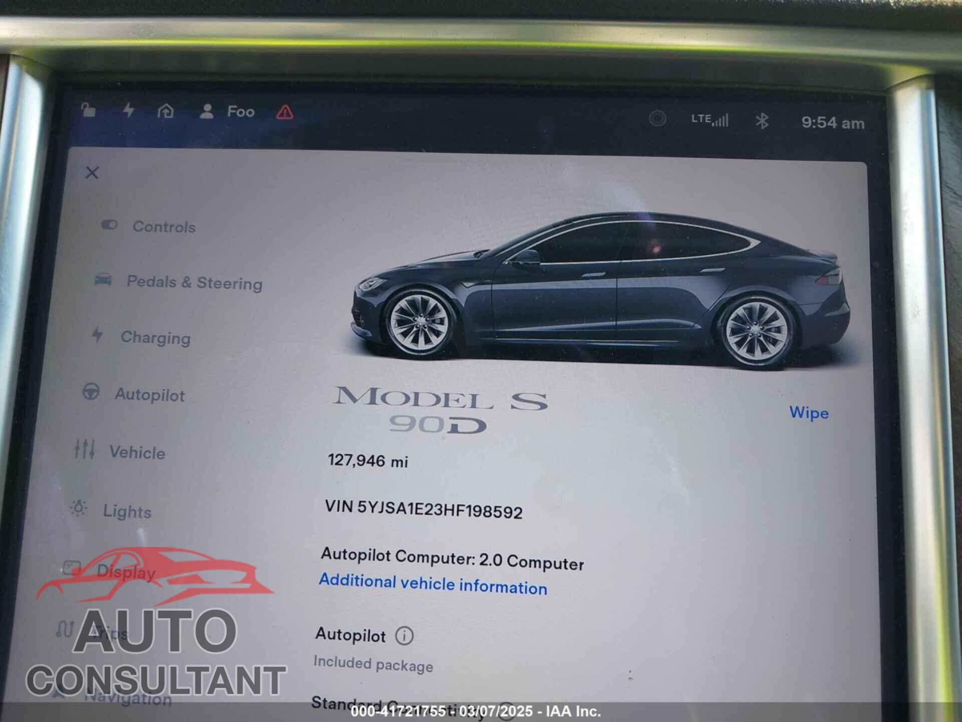 TESLA MODEL S 2017 - 5YJSA1E23HF198592