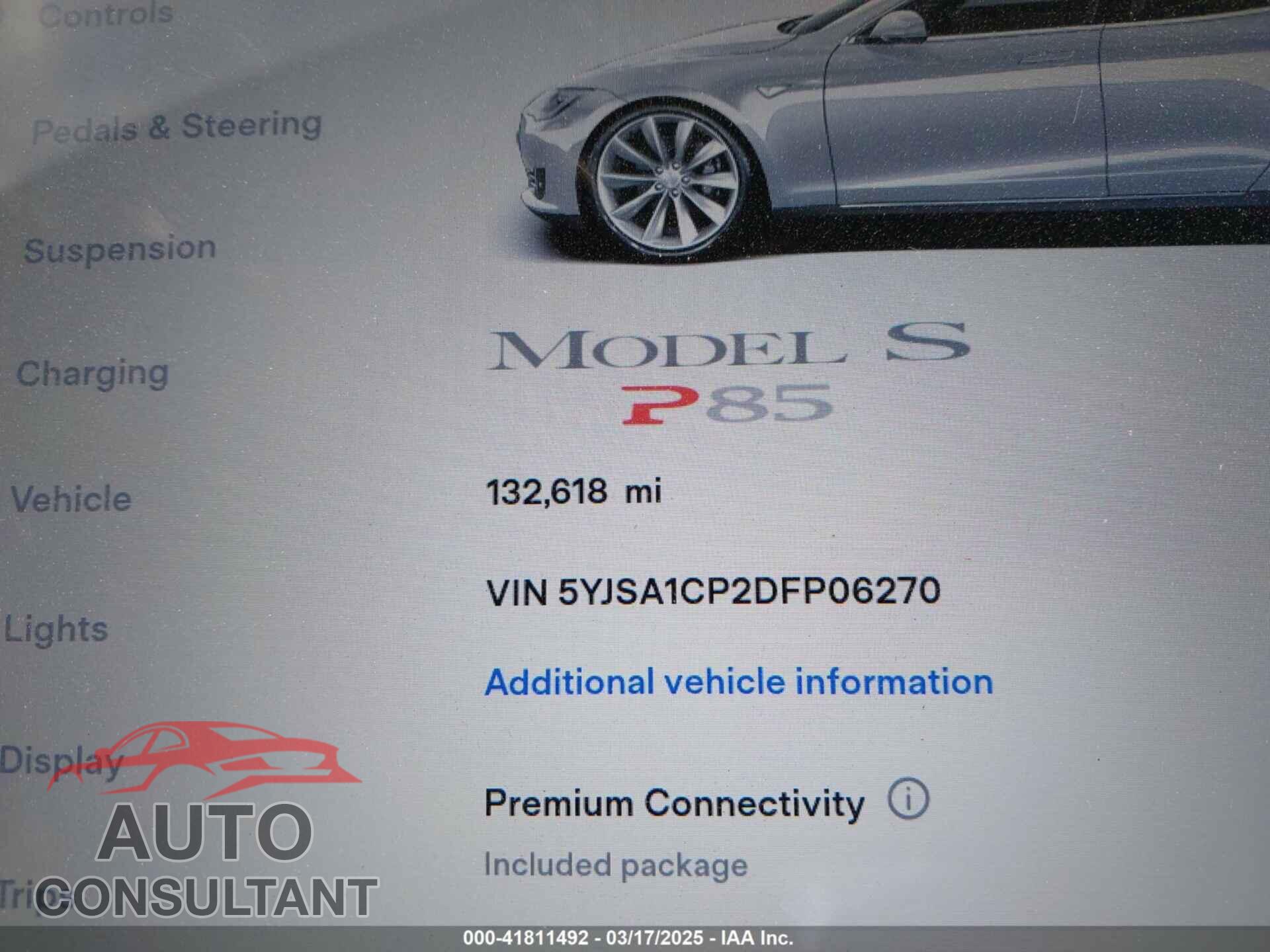 TESLA MODEL S 2013 - 5YJSA1CP2DFP06270
