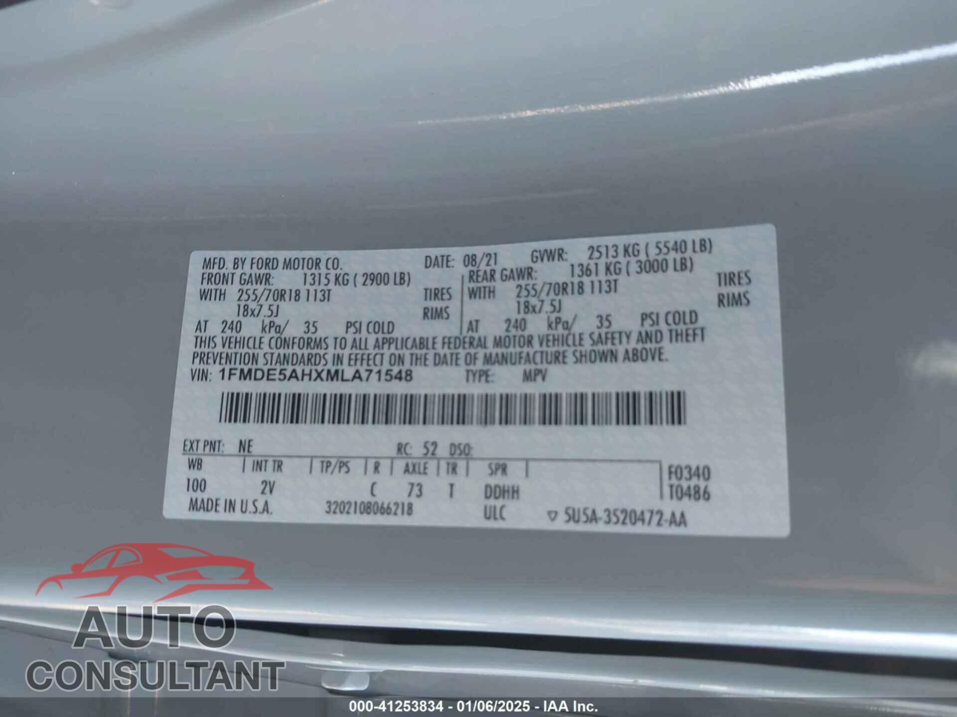 FORD BRONCO 2021 - 1FMDE5AHXMLA71548