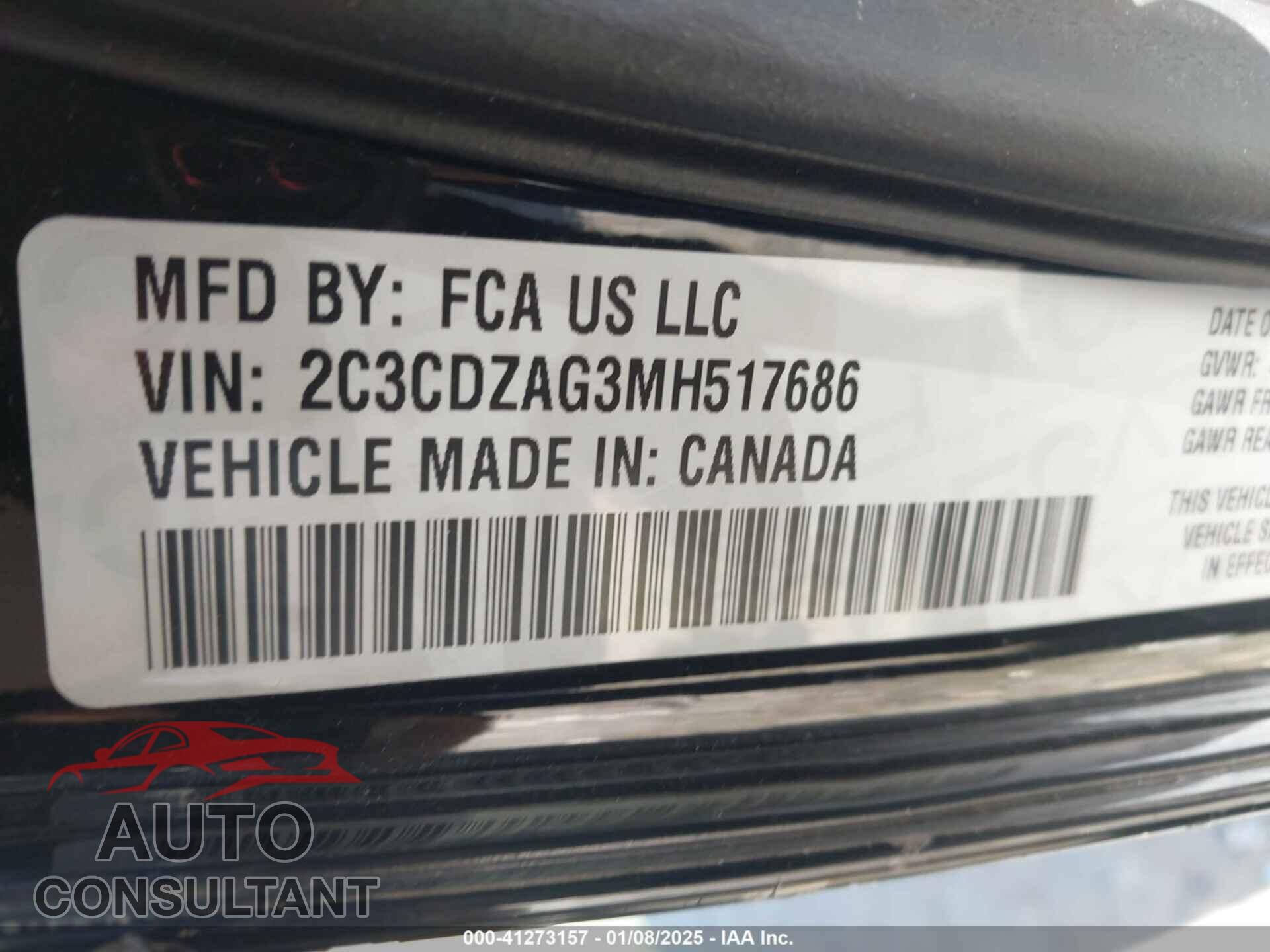 DODGE CHALLENGER 2021 - 2C3CDZAG3MH517686