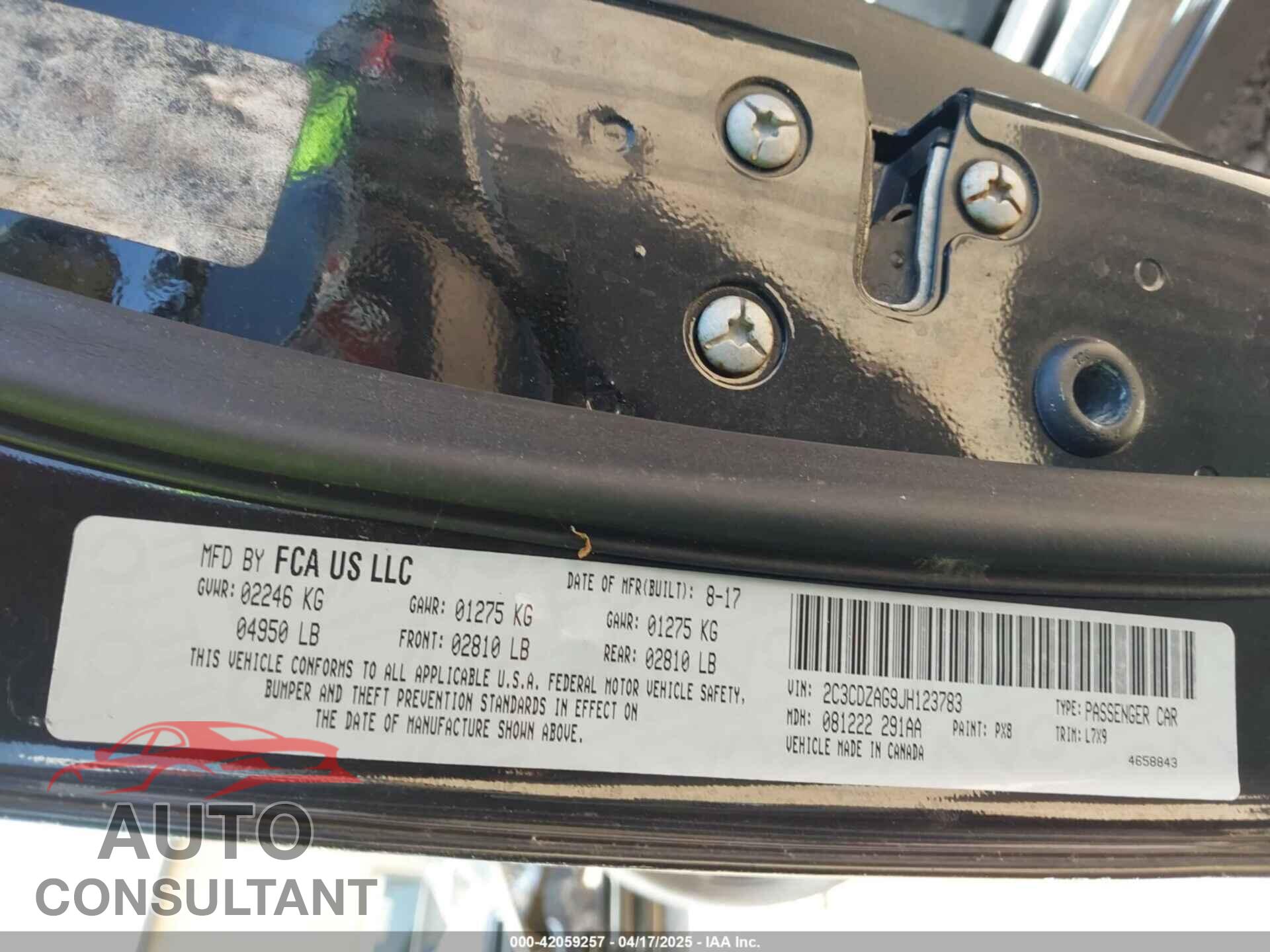 DODGE CHALLENGER 2018 - 2C3CDZAG9JH123783