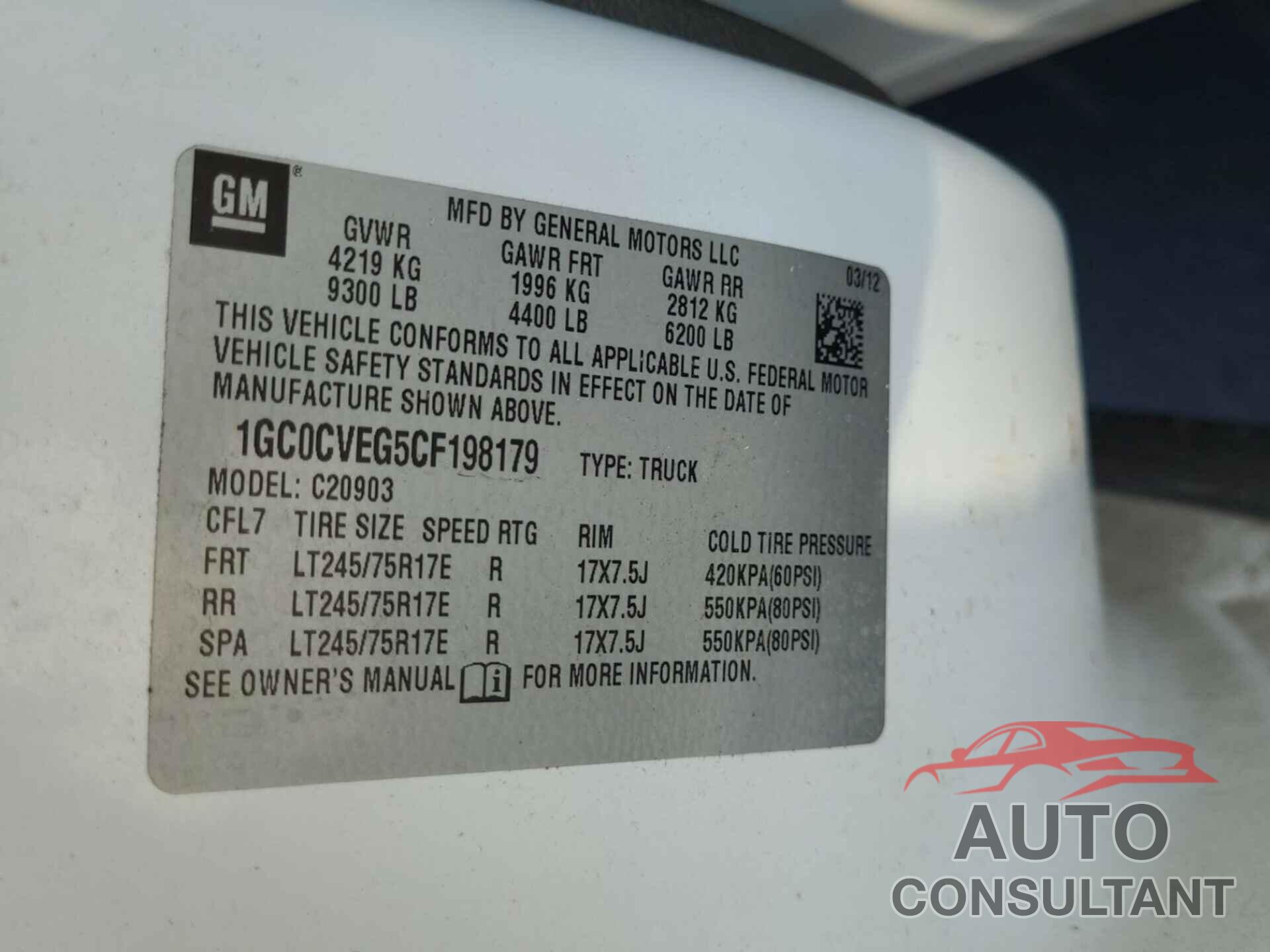 CHEVROLET SILVERADO 2500HD 2012 - 1GC0CVEG5CF198179