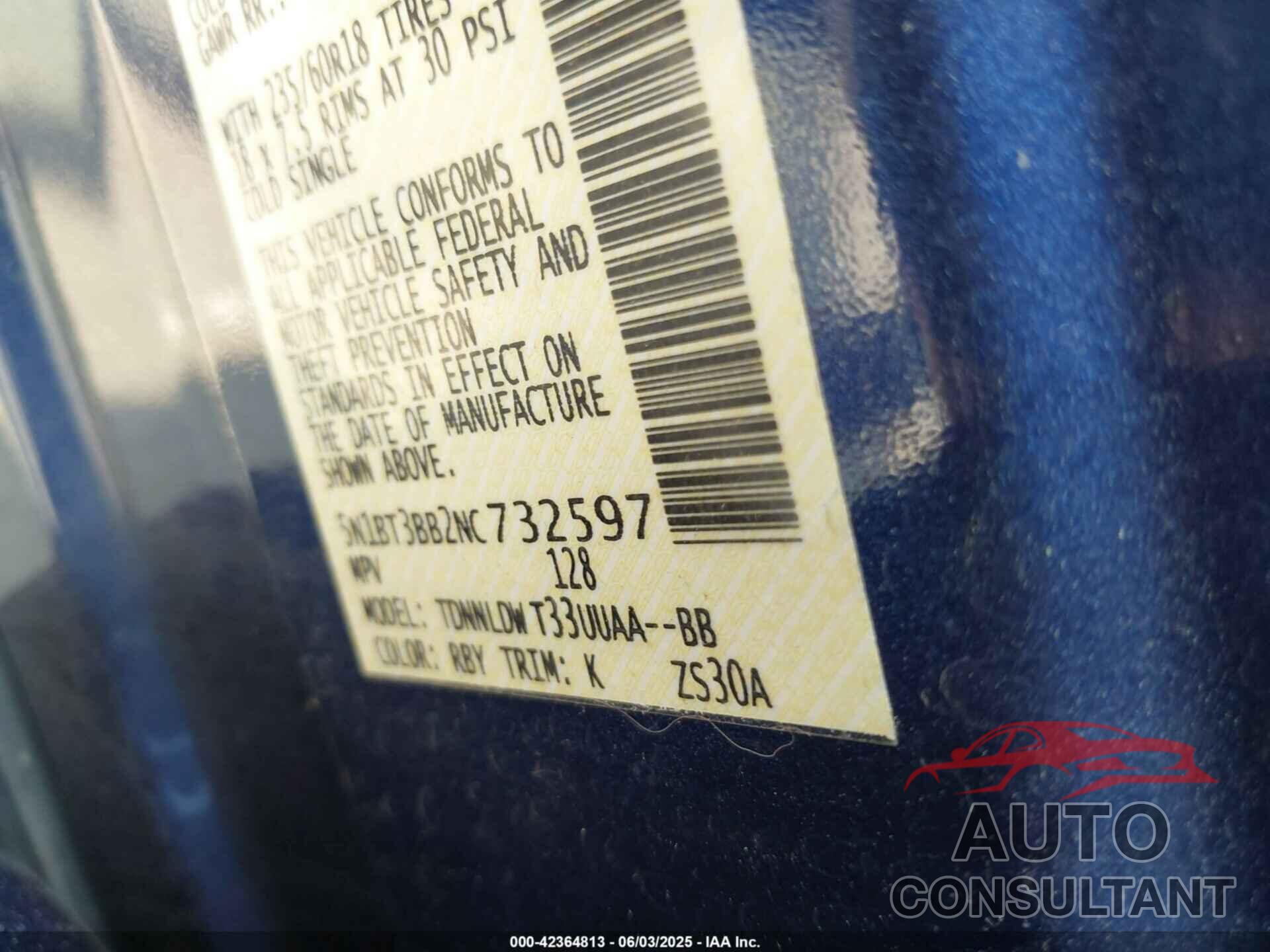 NISSAN ROGUE 2022 - 5N1BT3BB2NC732597