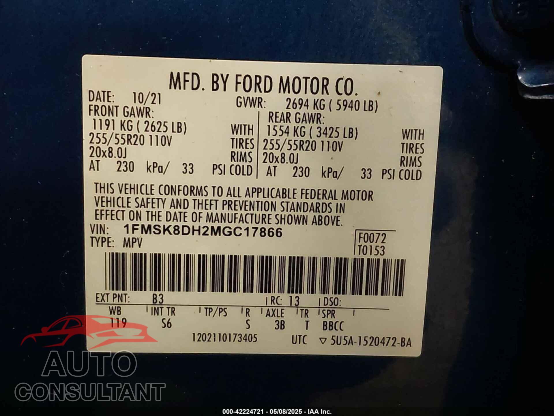 FORD EXPLORER 2021 - 1FMSK8DH2MGC17866