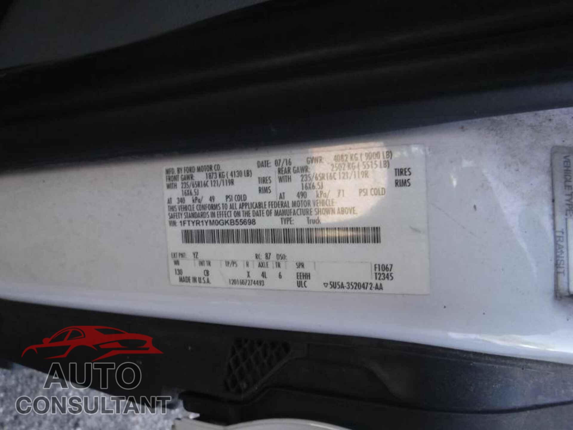 FORD TRANSIT 2016 - 1FTYR1YM0GKB55698