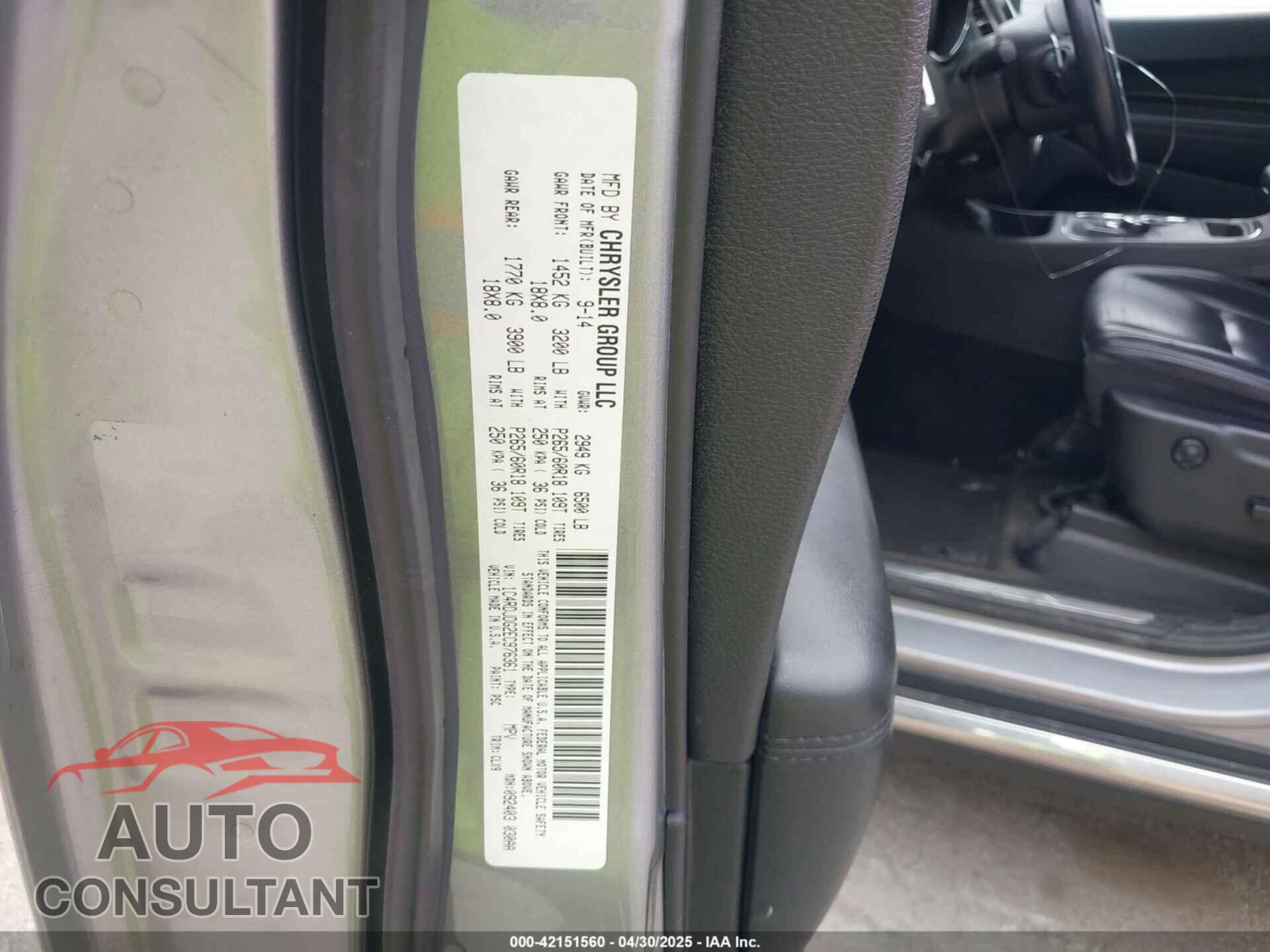DODGE DURANGO 2014 - 1C4RDJDG2EC976361
