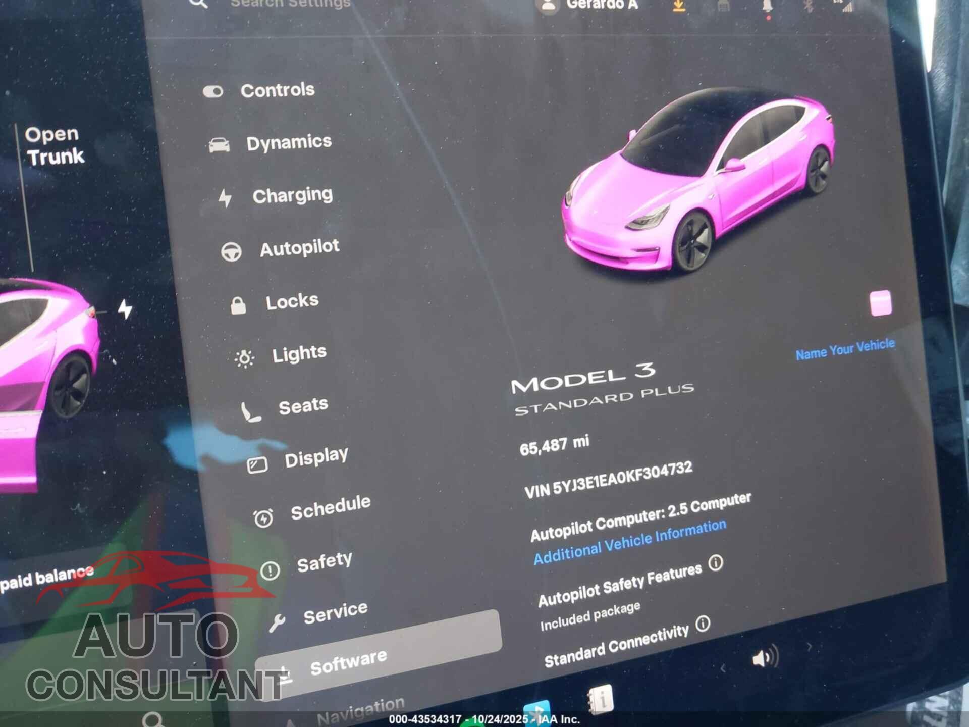 TESLA MODEL 3 2019 - 5YJ3E1EA0KF304732