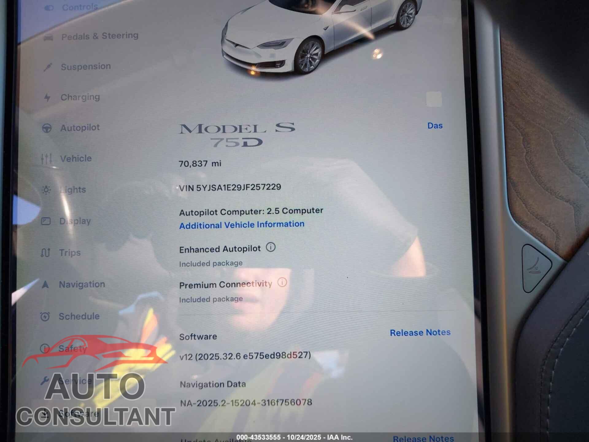 TESLA MODEL S 2018 - 5YJSA1E29JF257229
