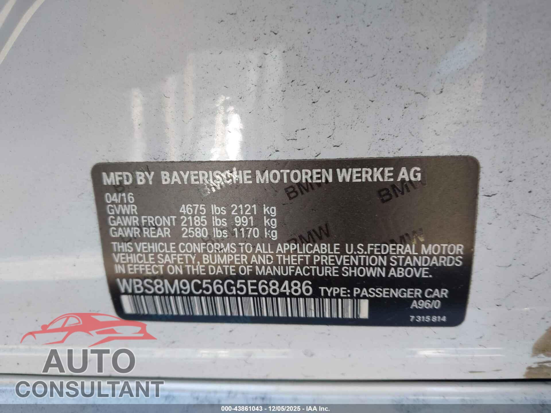 BMW M3 2016 - WBS8M9C56G5E68486