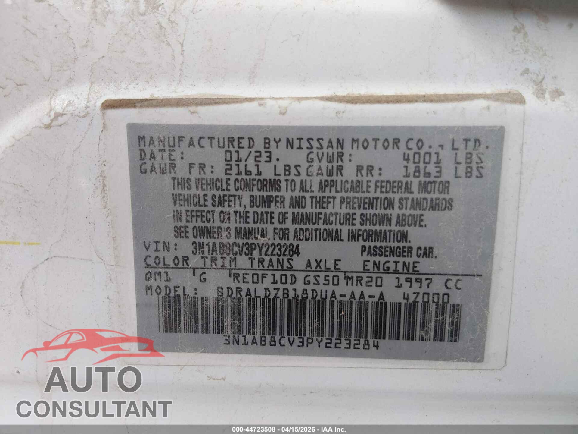 NISSAN SENTRA 2023 - 3N1AB8CV3PY223284