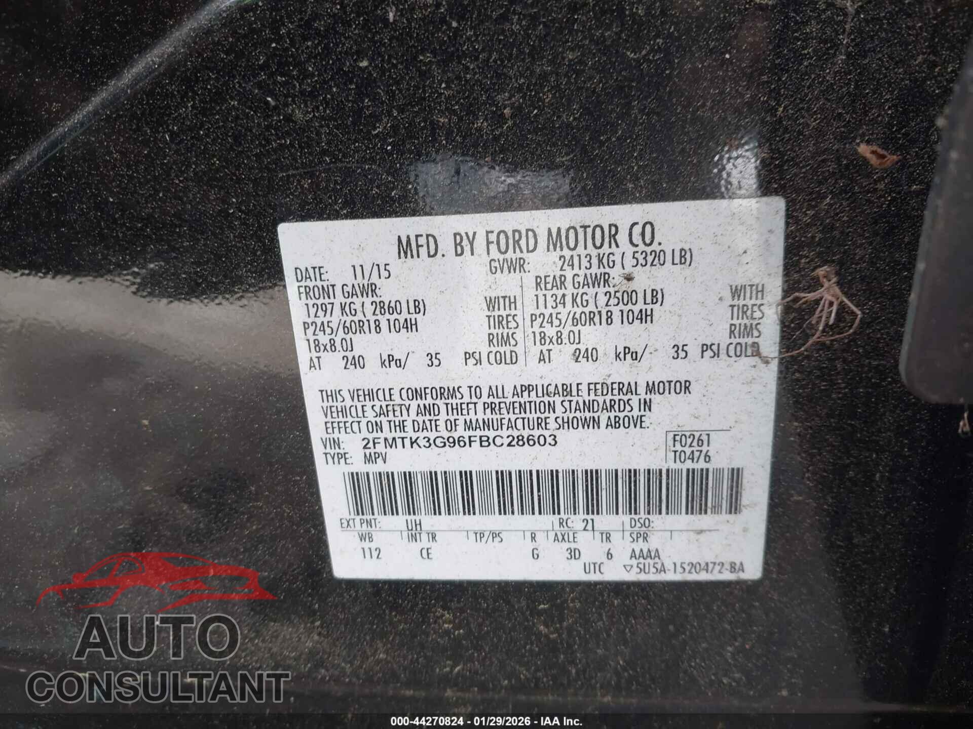 FORD EDGE 2015 - 2FMTK3G96FBC28603