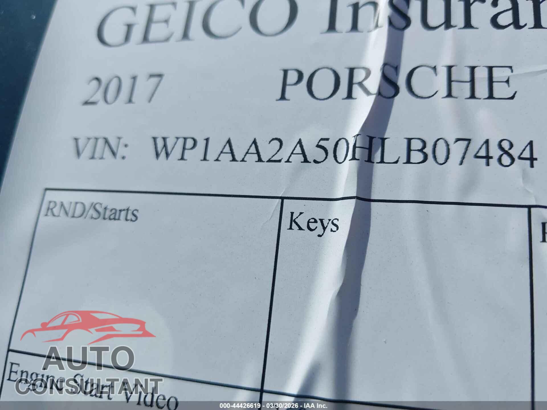PORSCHE MACAN 2017 - WP1AA2A50HLB07484
