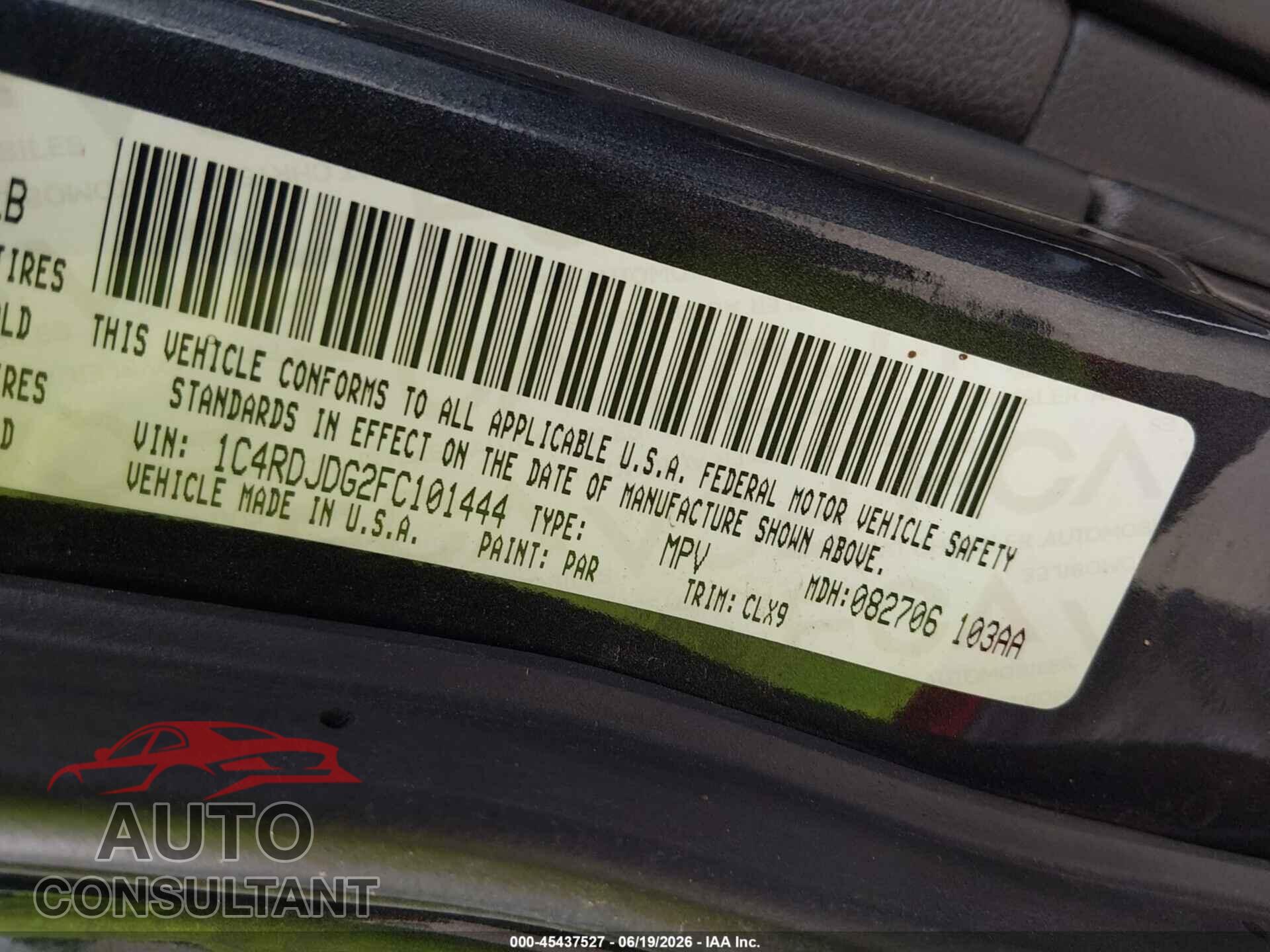 DODGE DURANGO 2015 - 1C4RDJDG2FC101444