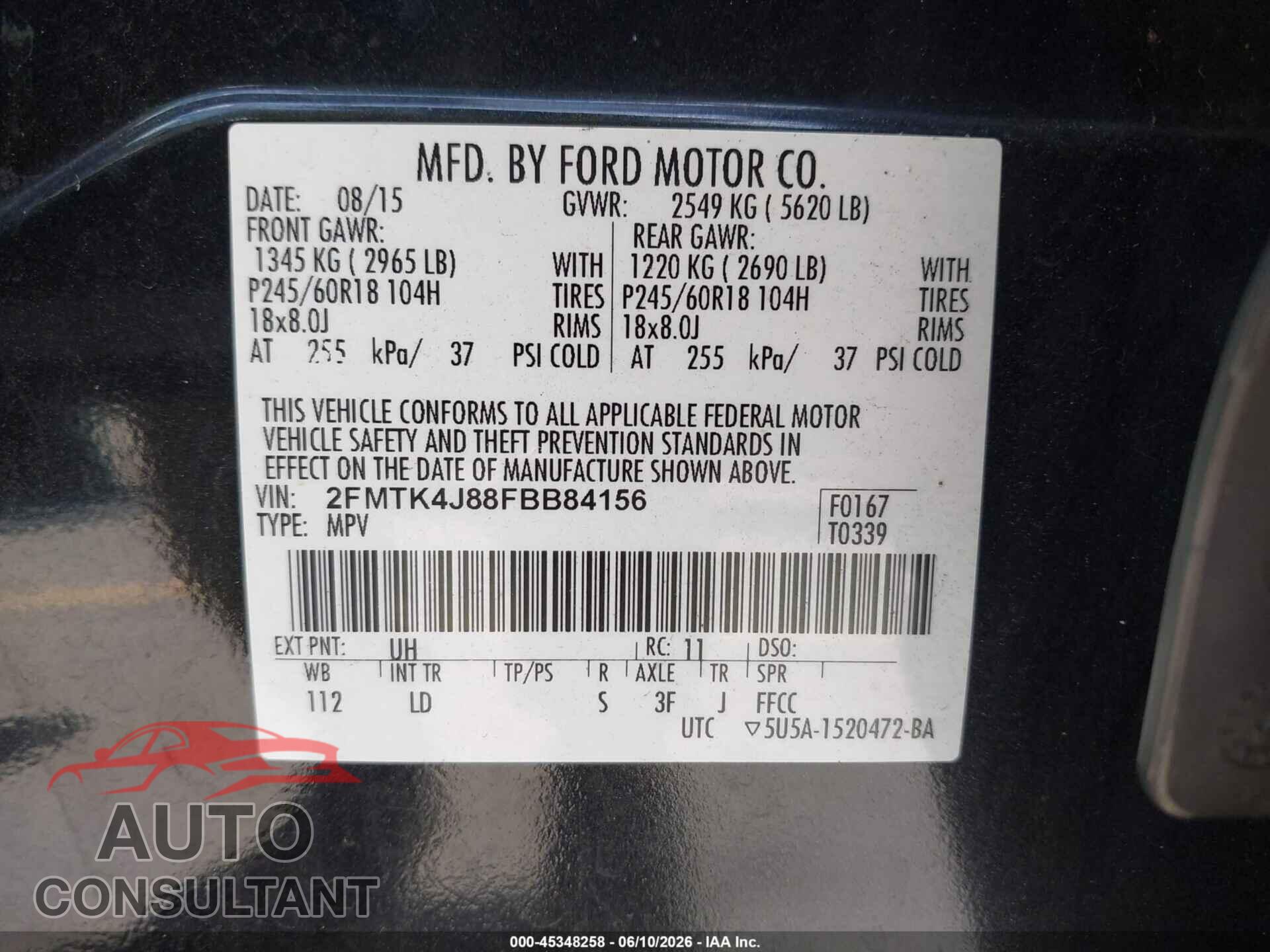 FORD EDGE 2015 - 2FMTK4J88FBB84156
