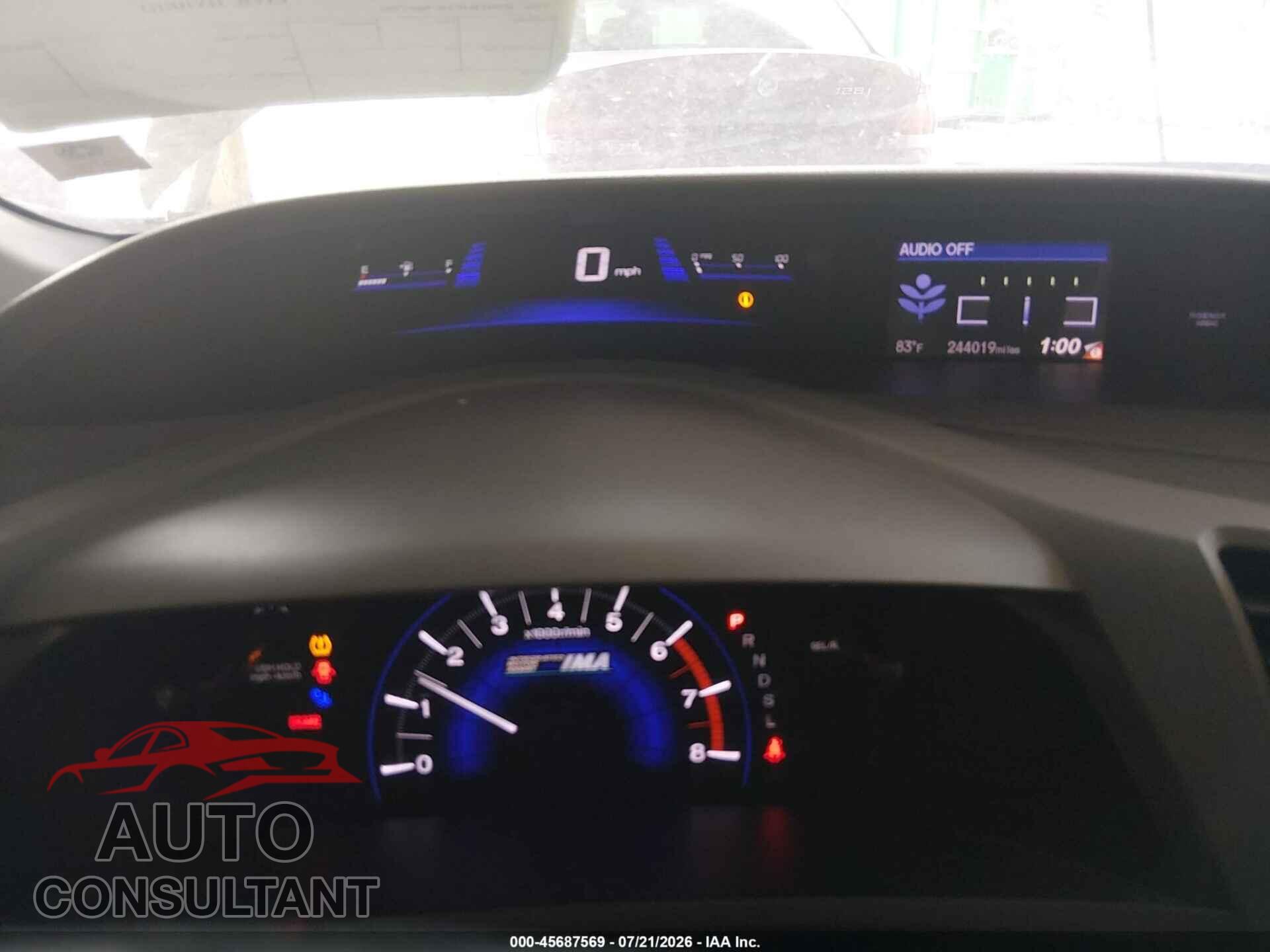 HONDA CIVIC HYBRID 2012 - JHMFB4F34CS007795